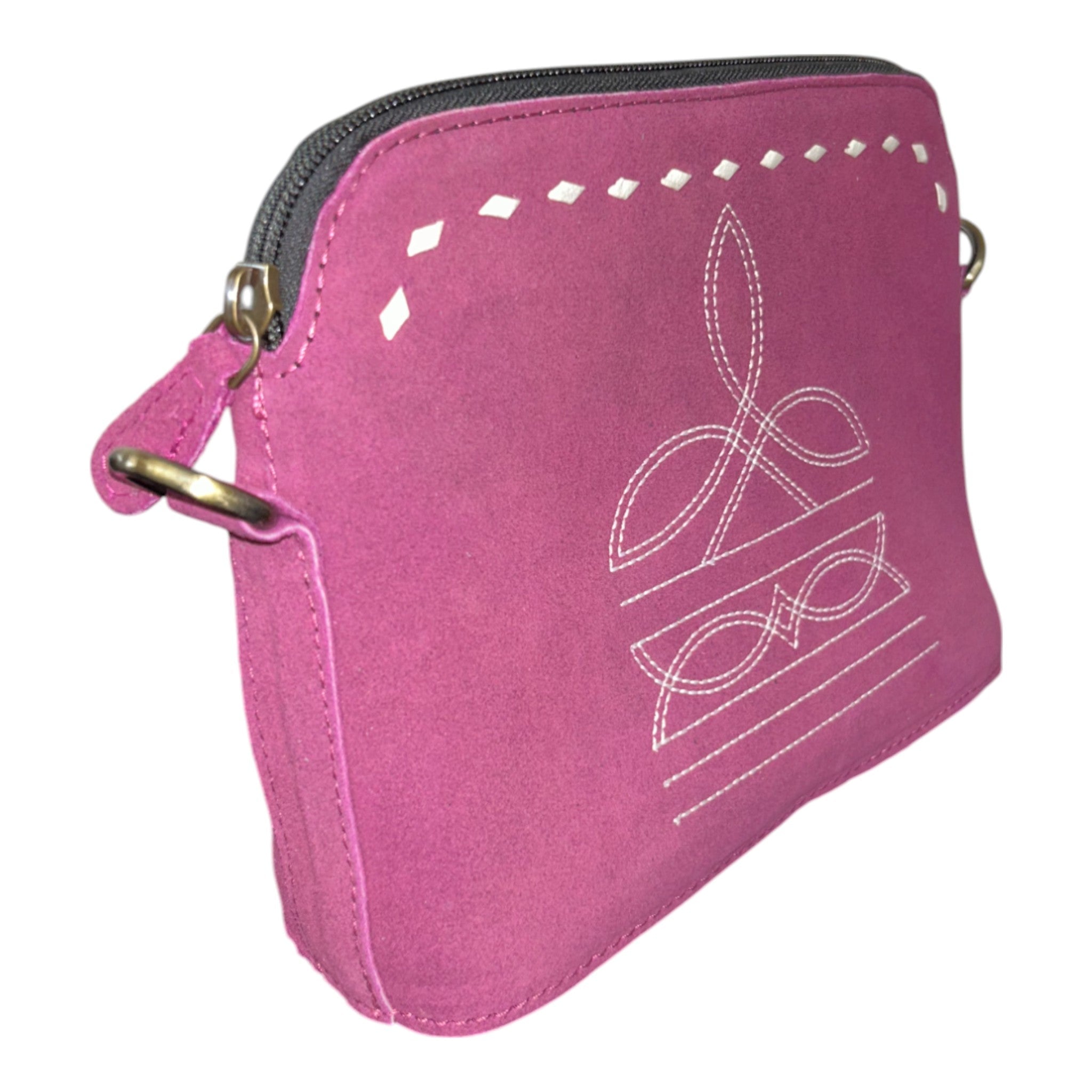 Montana Twist Genuine Suede Leather Boot Stitch Plum Handbag