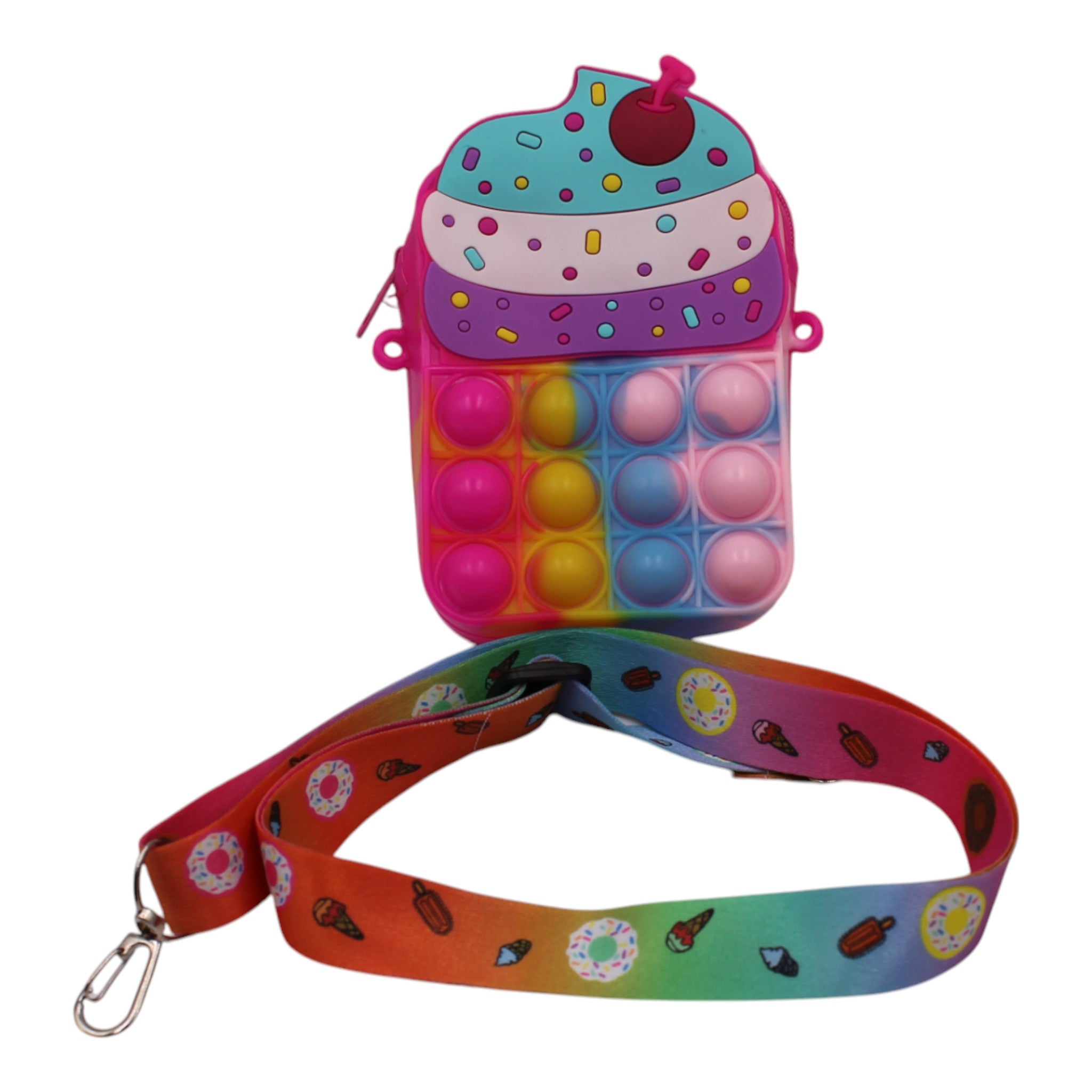 Small Silicone Kids Travel Bag - Rainbow Cupcake