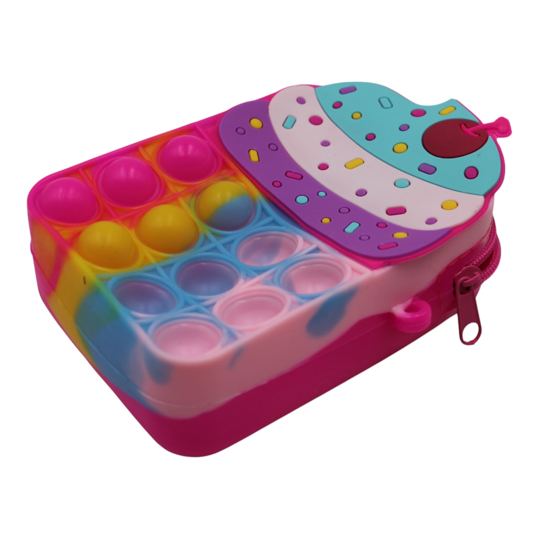 Small Silicone Kids Travel Bag - Rainbow Cupcake
