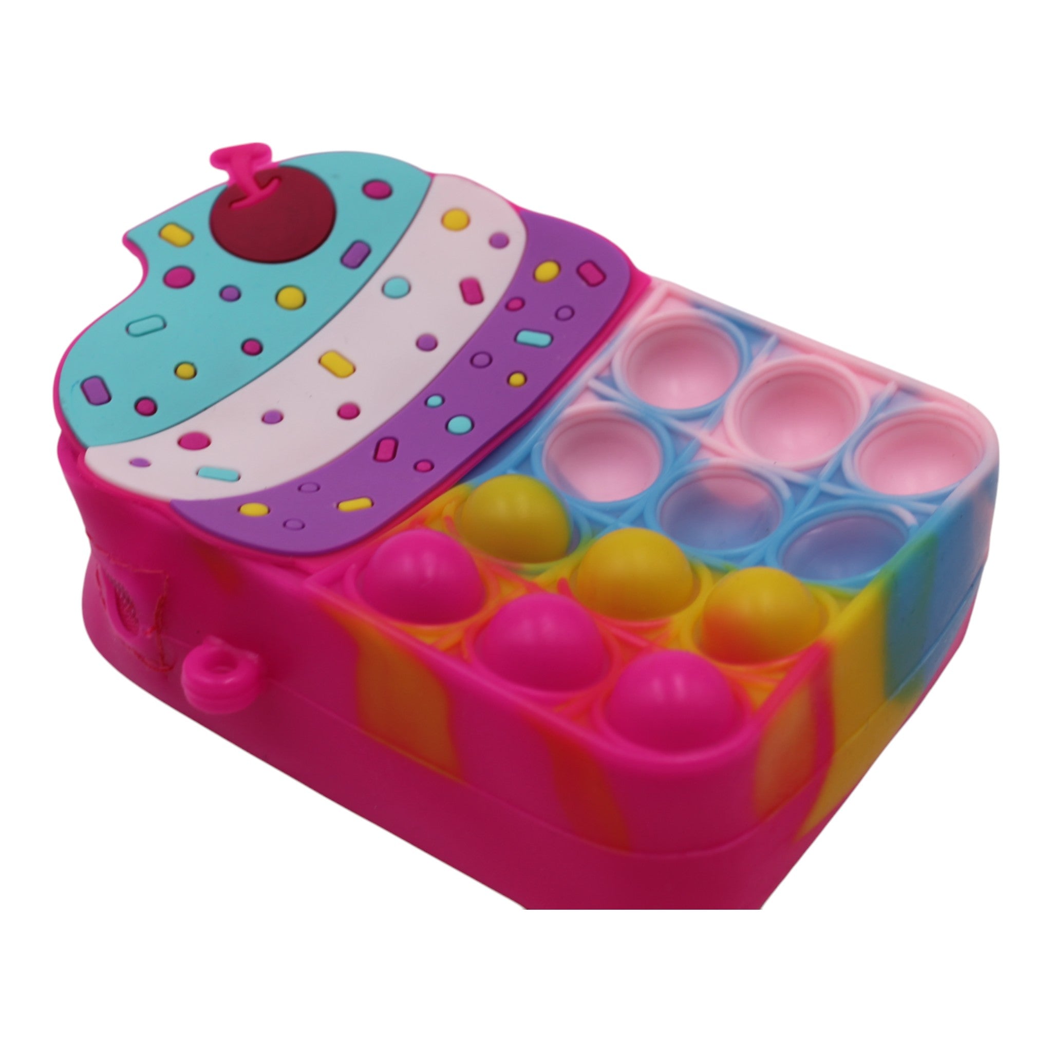 Small Silicone Kids Travel Bag - Rainbow Cupcake