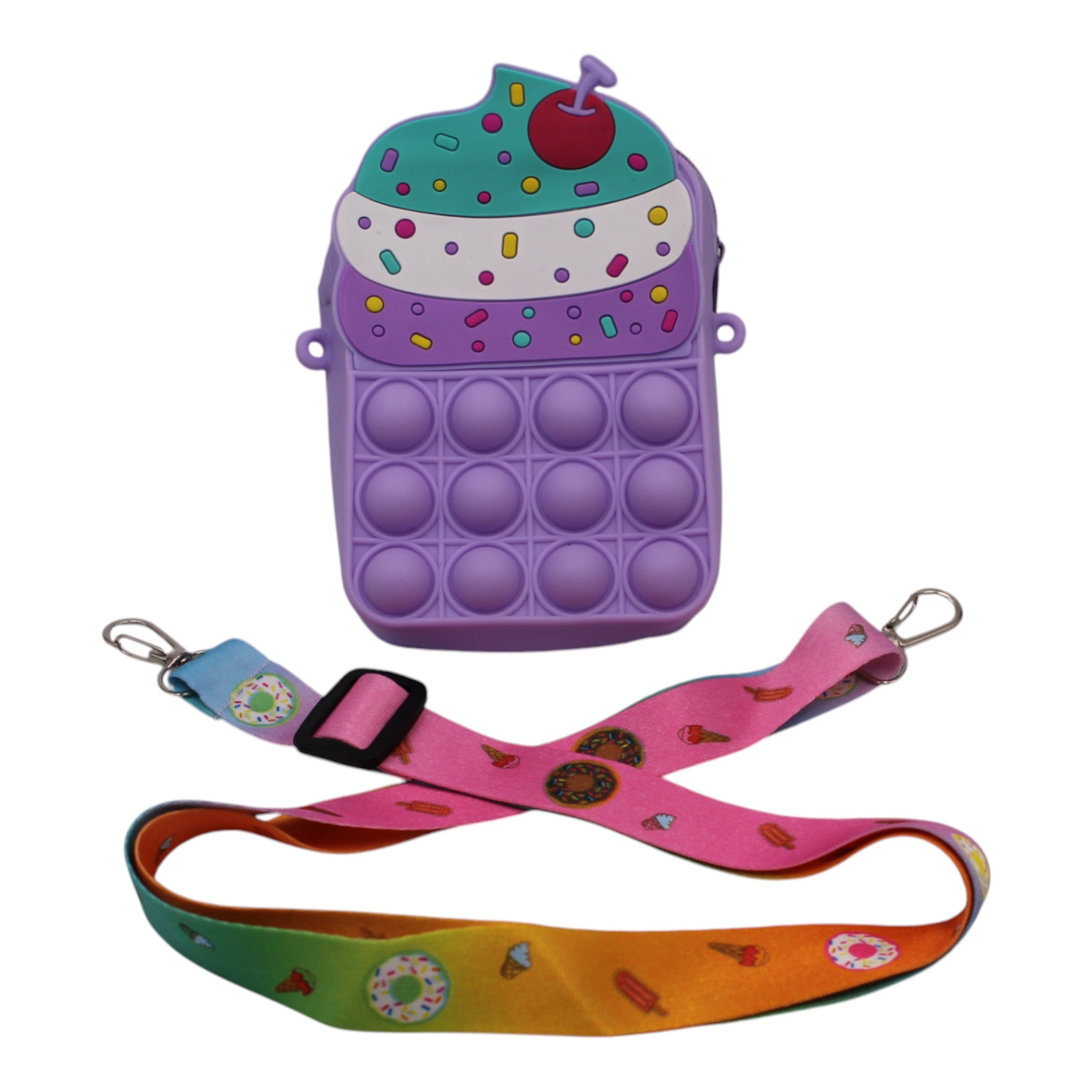 Small Silicone Kids Travel Bag - Purple Cupcake