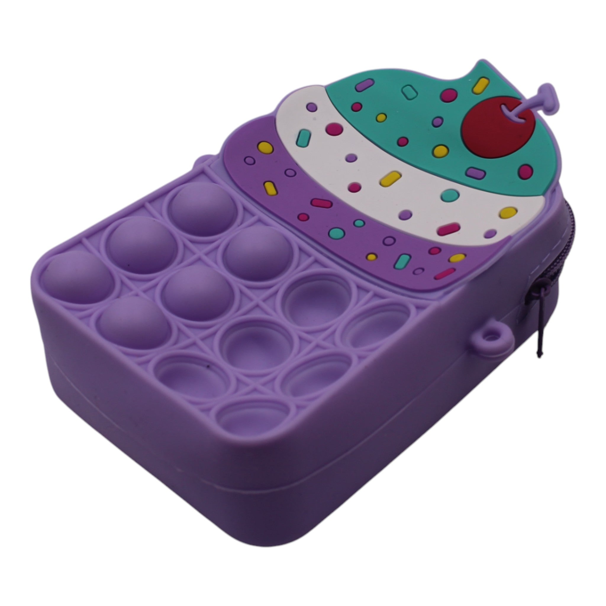 Small Silicone Kids Travel Bag - Purple Cupcake