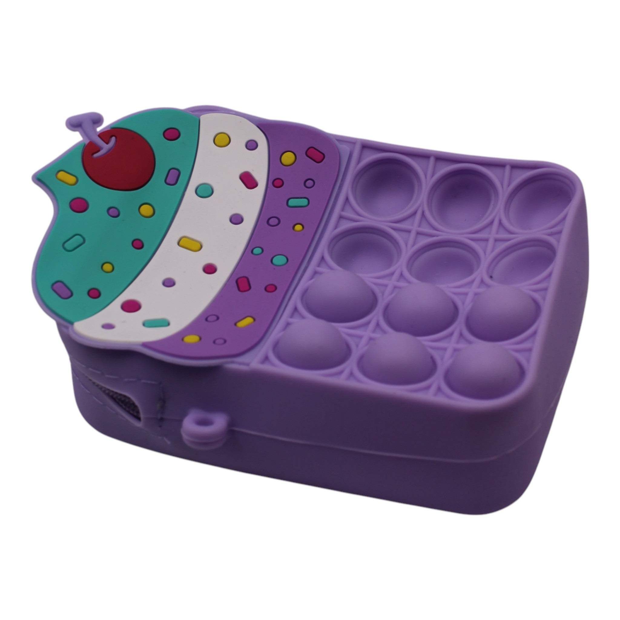 Small Silicone Kids Travel Bag - Purple Cupcake