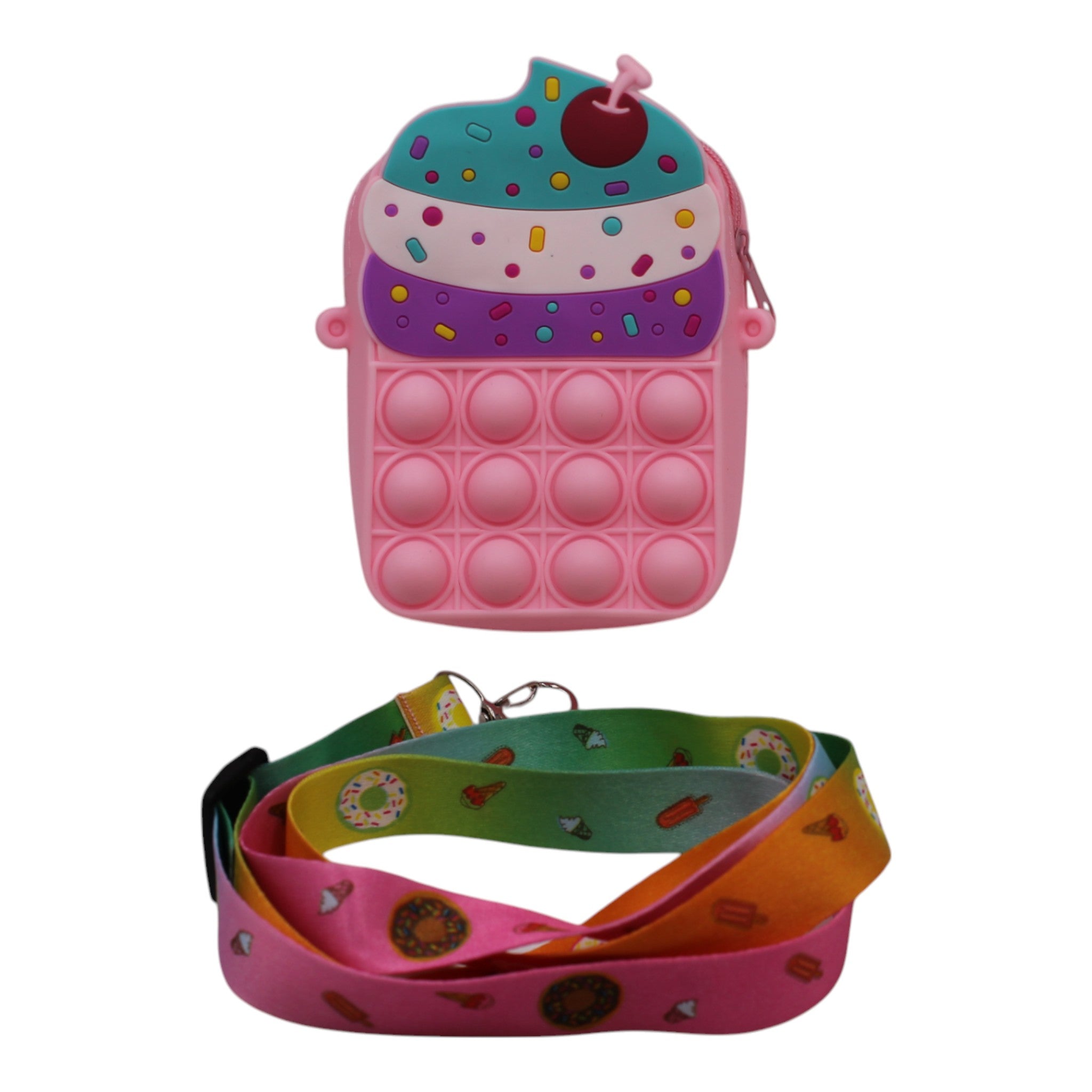 Small Silicone Kids Travel Bag - Pink Cupcake