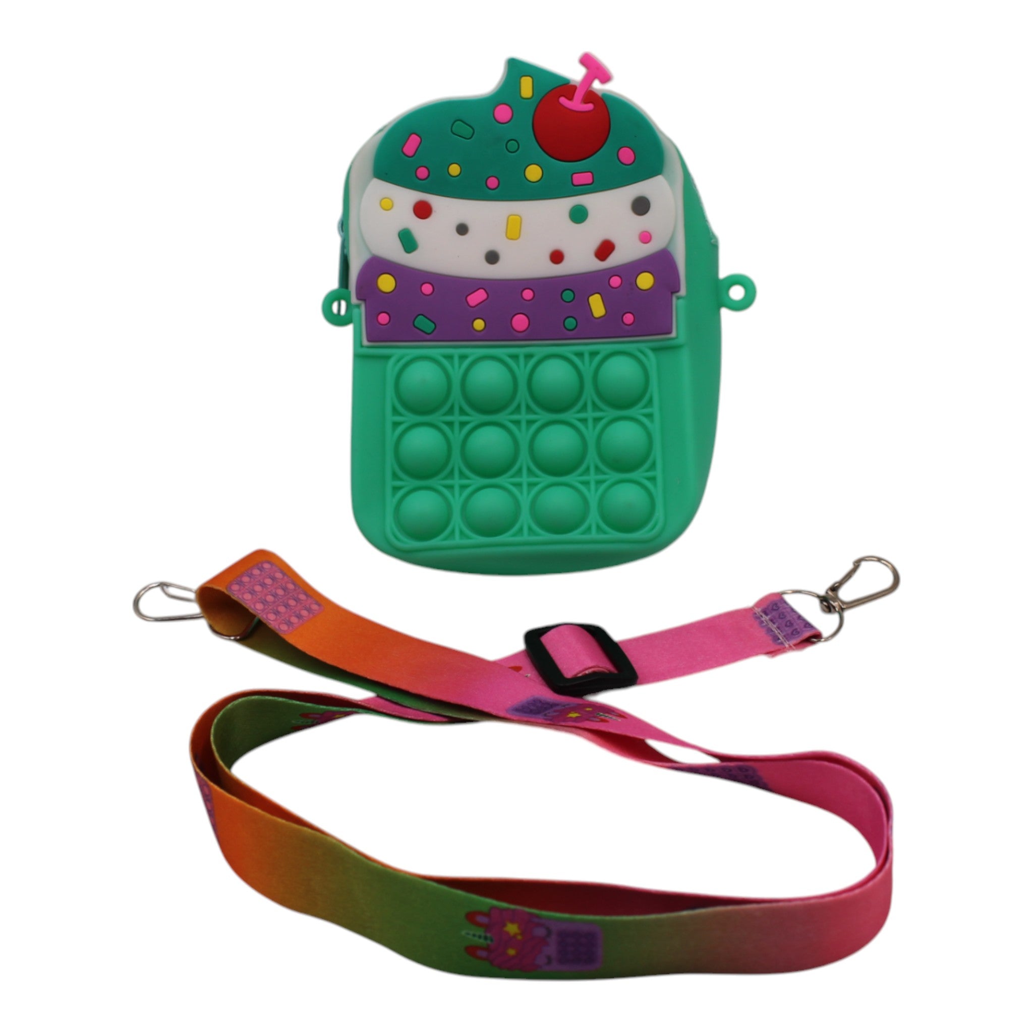 Small Silicone Kids Travel Bag - Aqua Cupcake