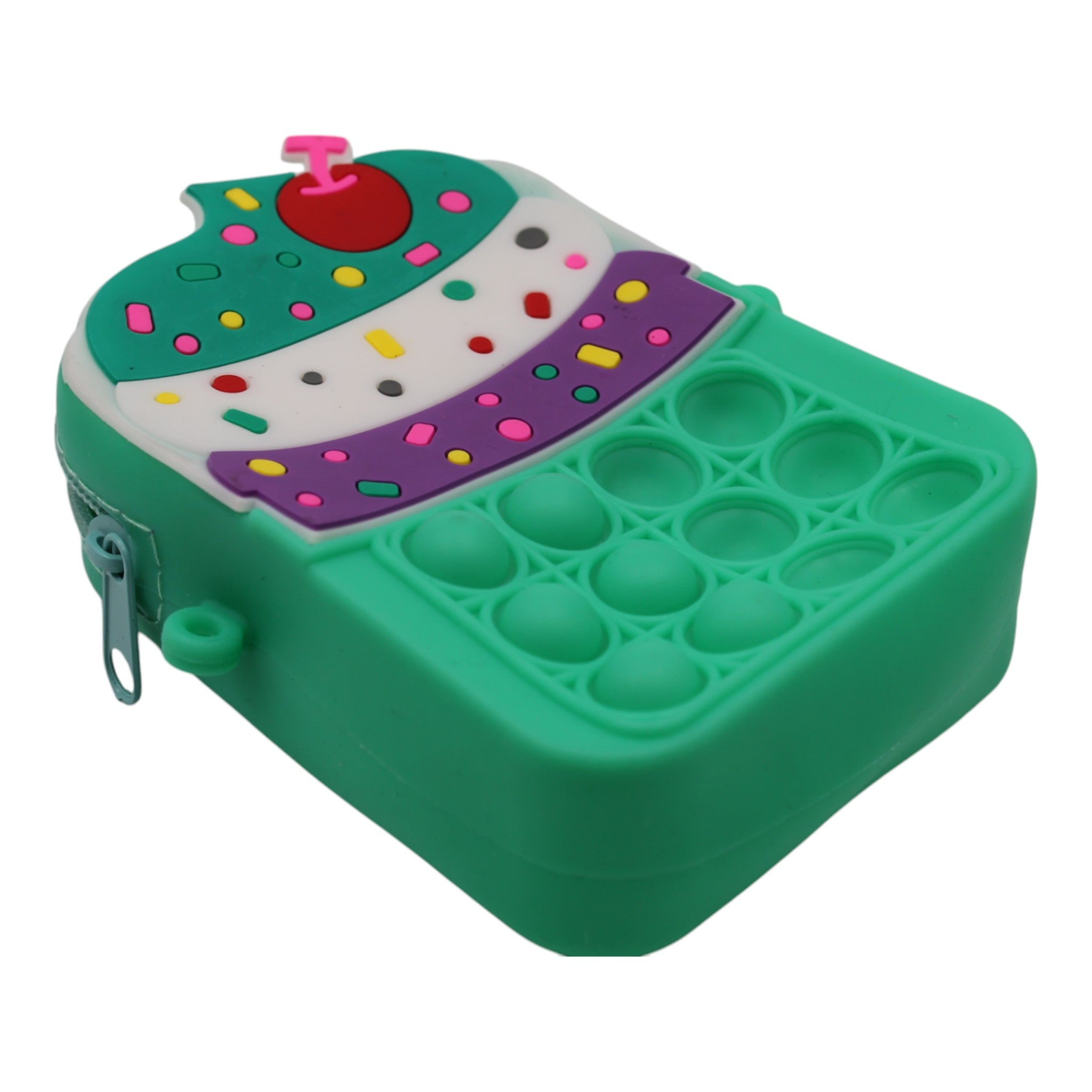 Small Silicone Kids Travel Bag - Aqua Cupcake