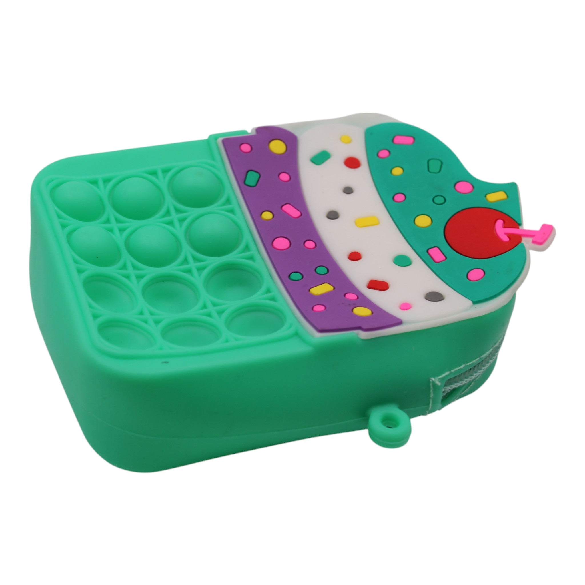 Small Silicone Kids Travel Bag - Aqua Cupcake