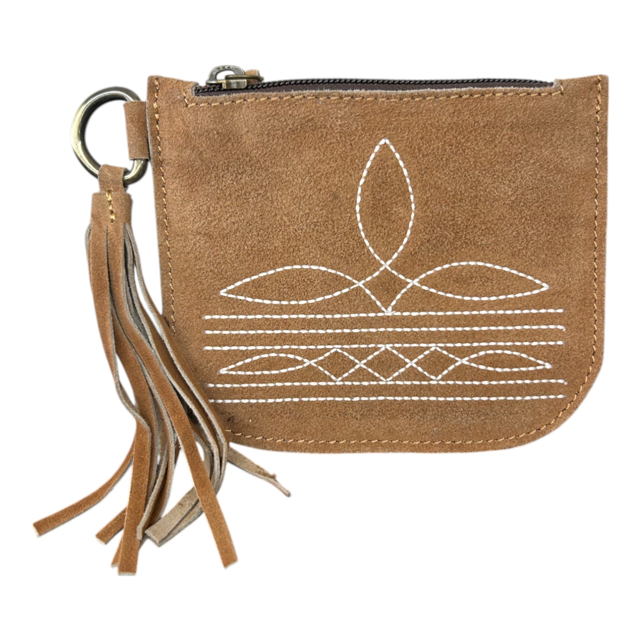 Montana Twist Genuine Suede Leather Boot Stitch Wristlet - Saddle Brown