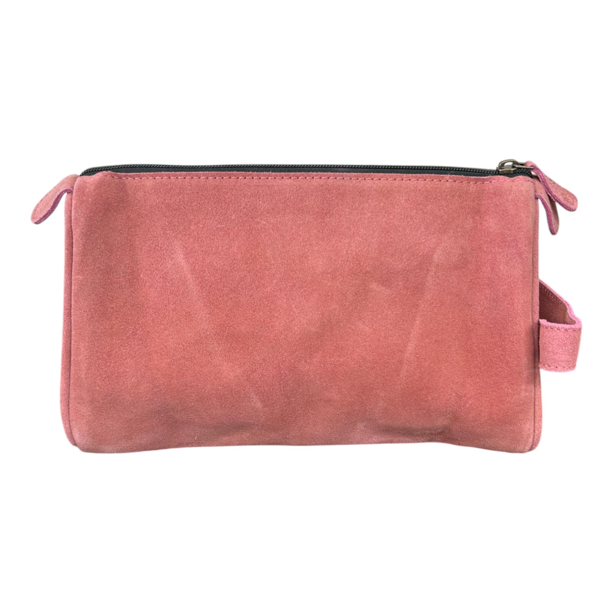 Montana Twist Genuine Suede Leather Boot Stitch Toiletry Bag - Rose