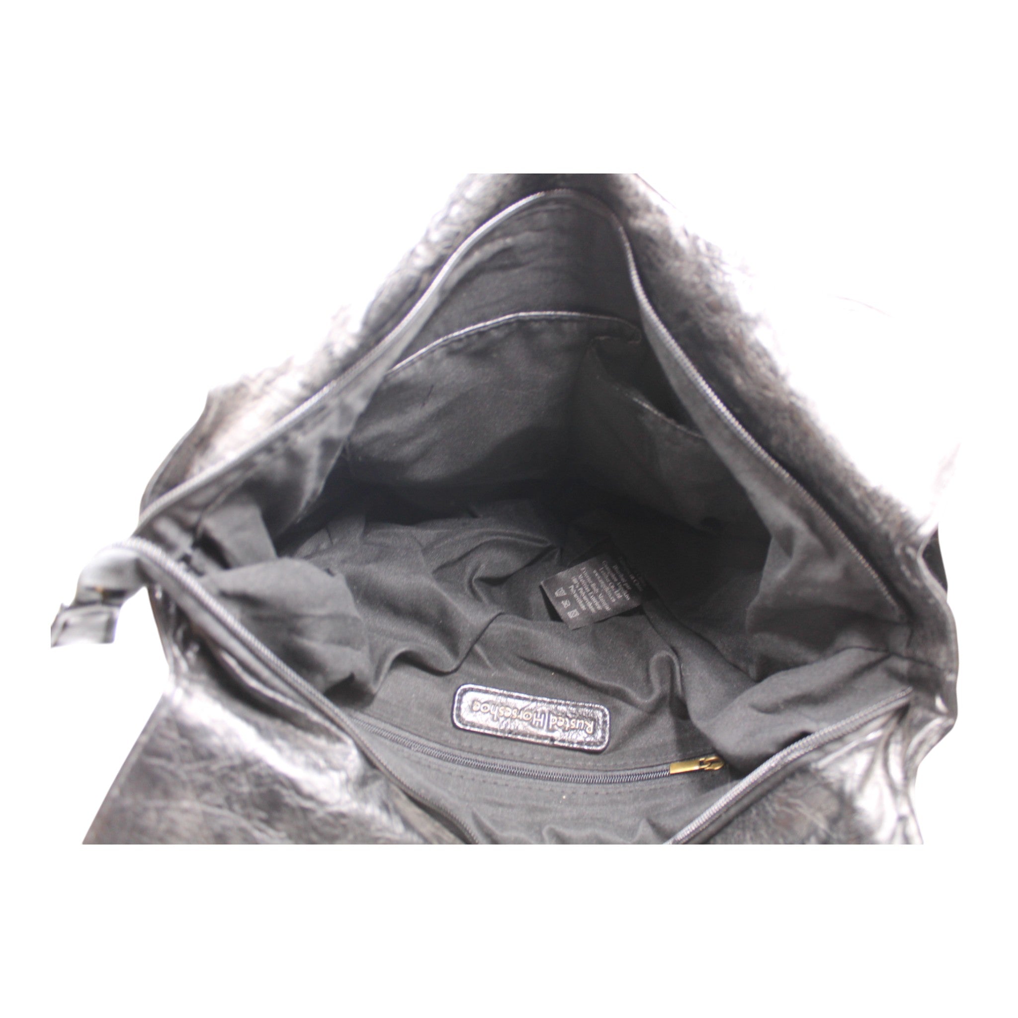 Washed PU Leather Handbag - Black