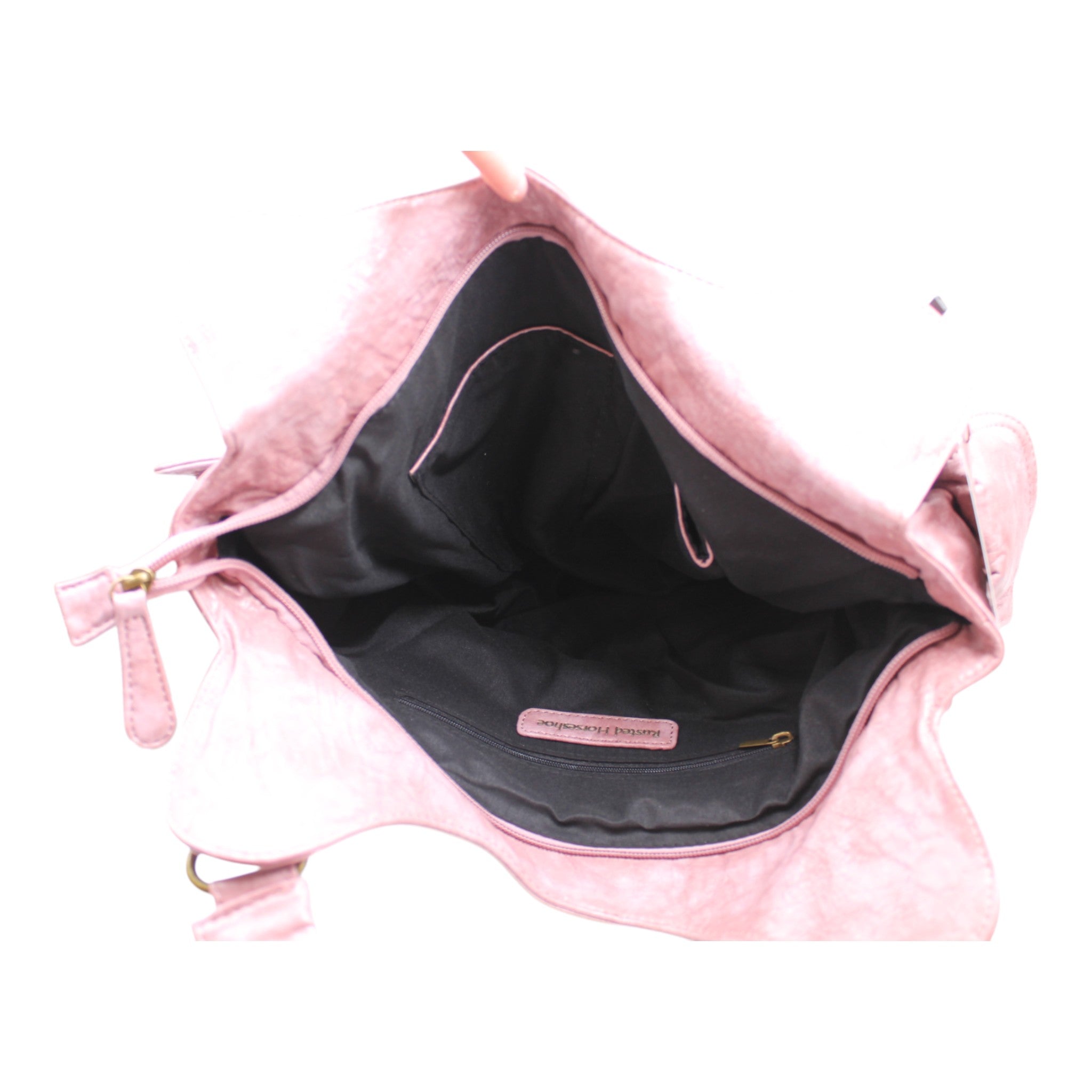 Washed PU Leather Handbag - Rose