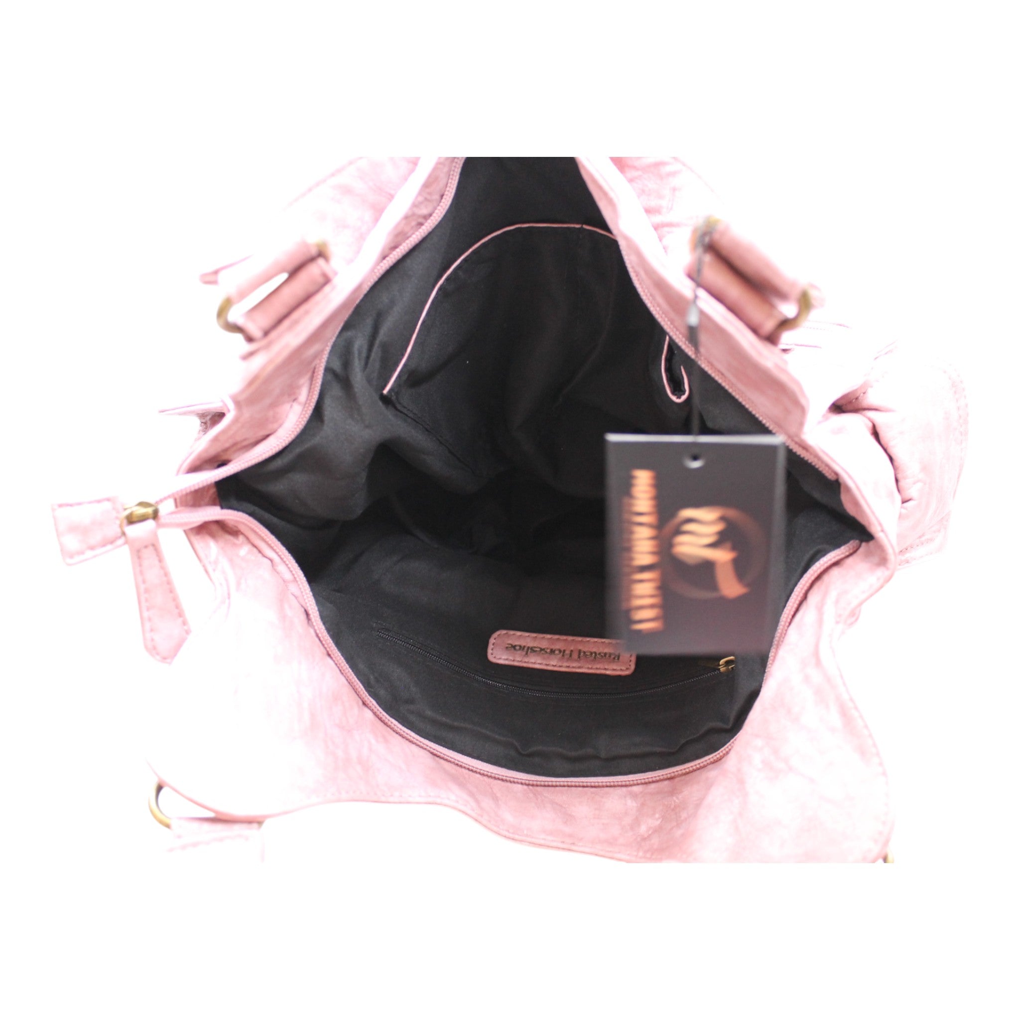 Washed PU Leather Handbag - Rose