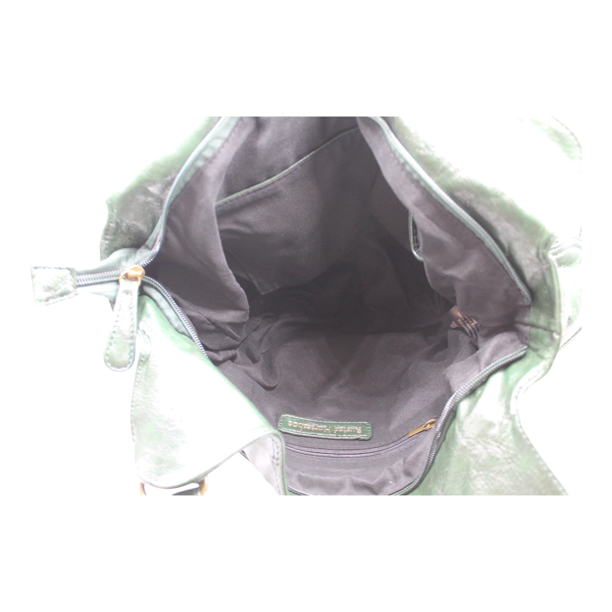 Washed PU Leather Handbag - Green