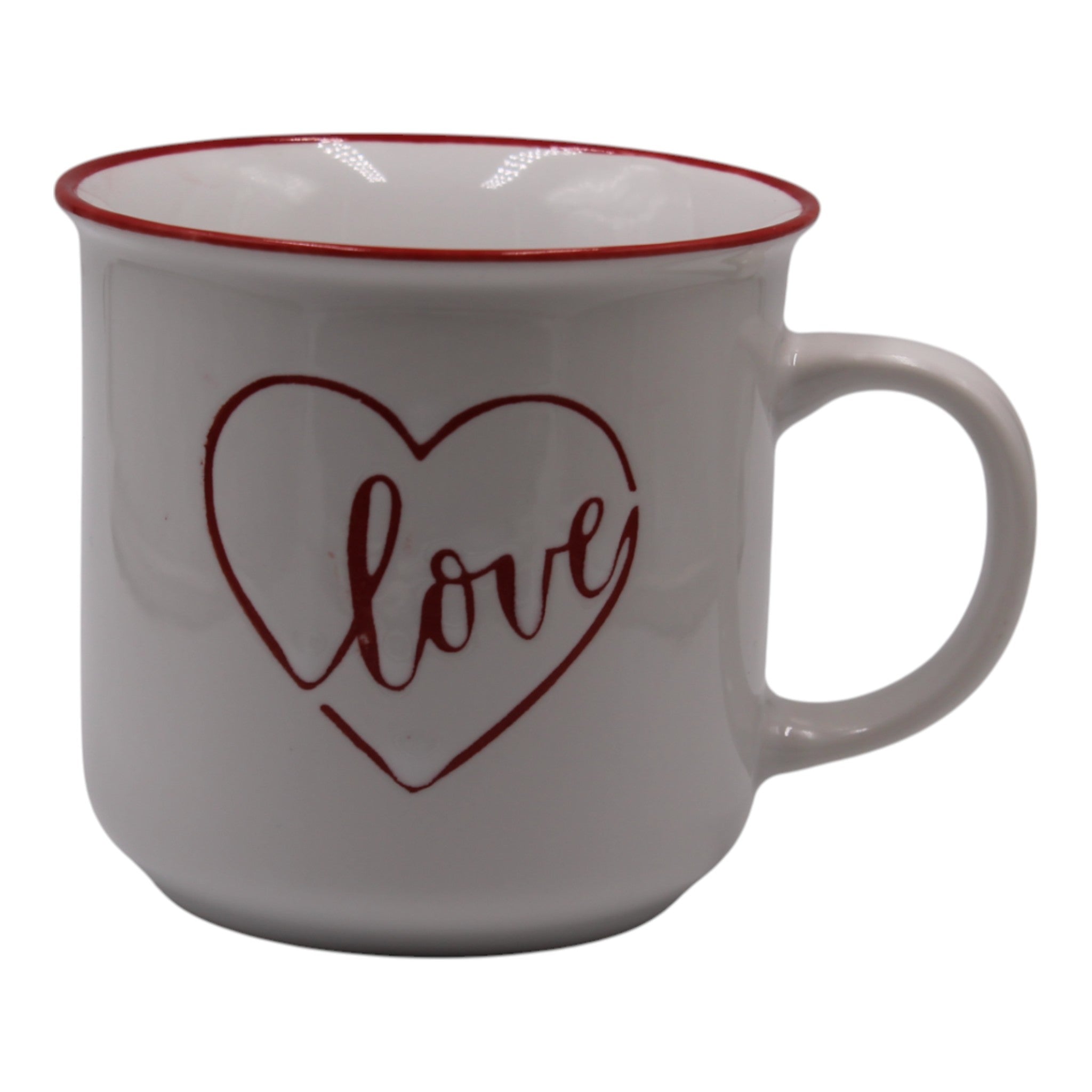 Red and White Heart Love Message Inside Porcelain Mug