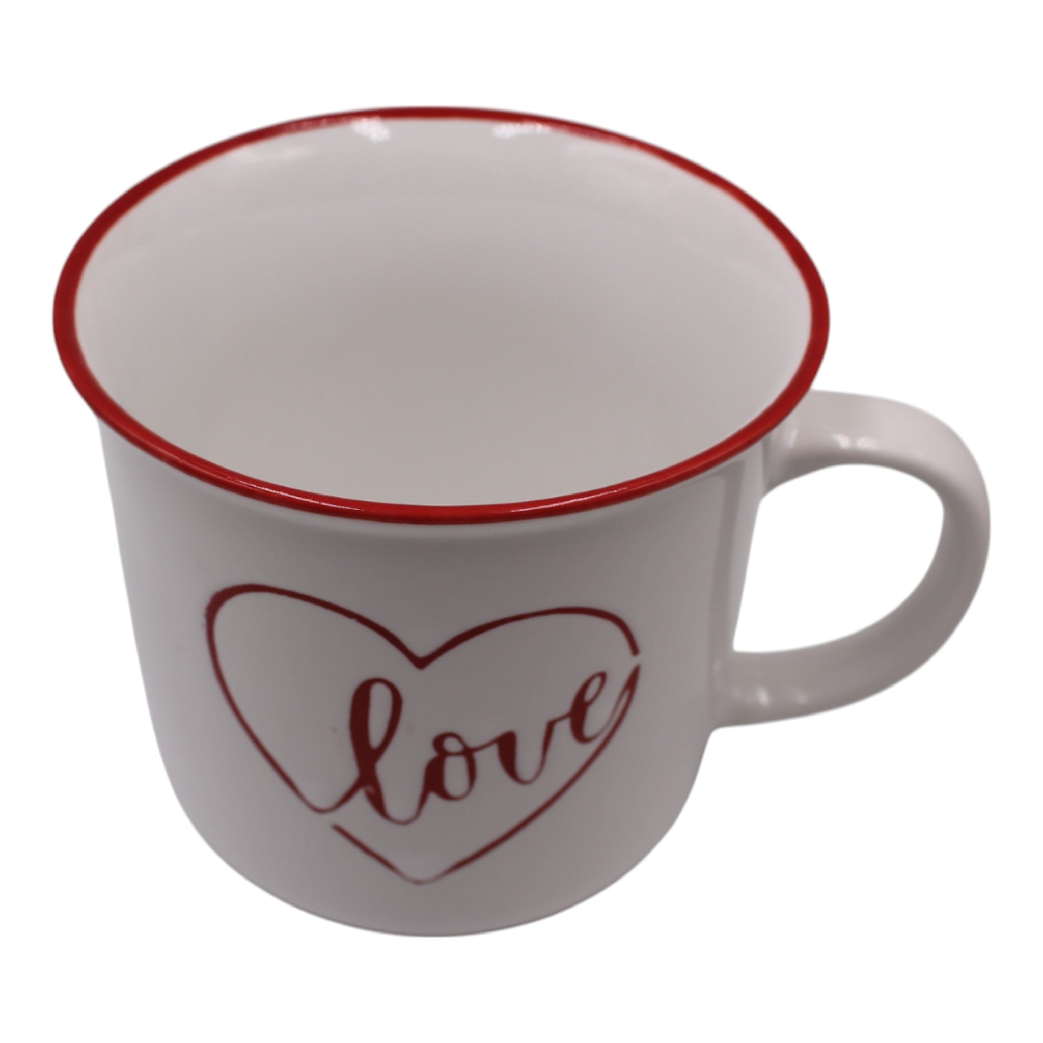 Red and White Heart Love Message Inside Porcelain Mug