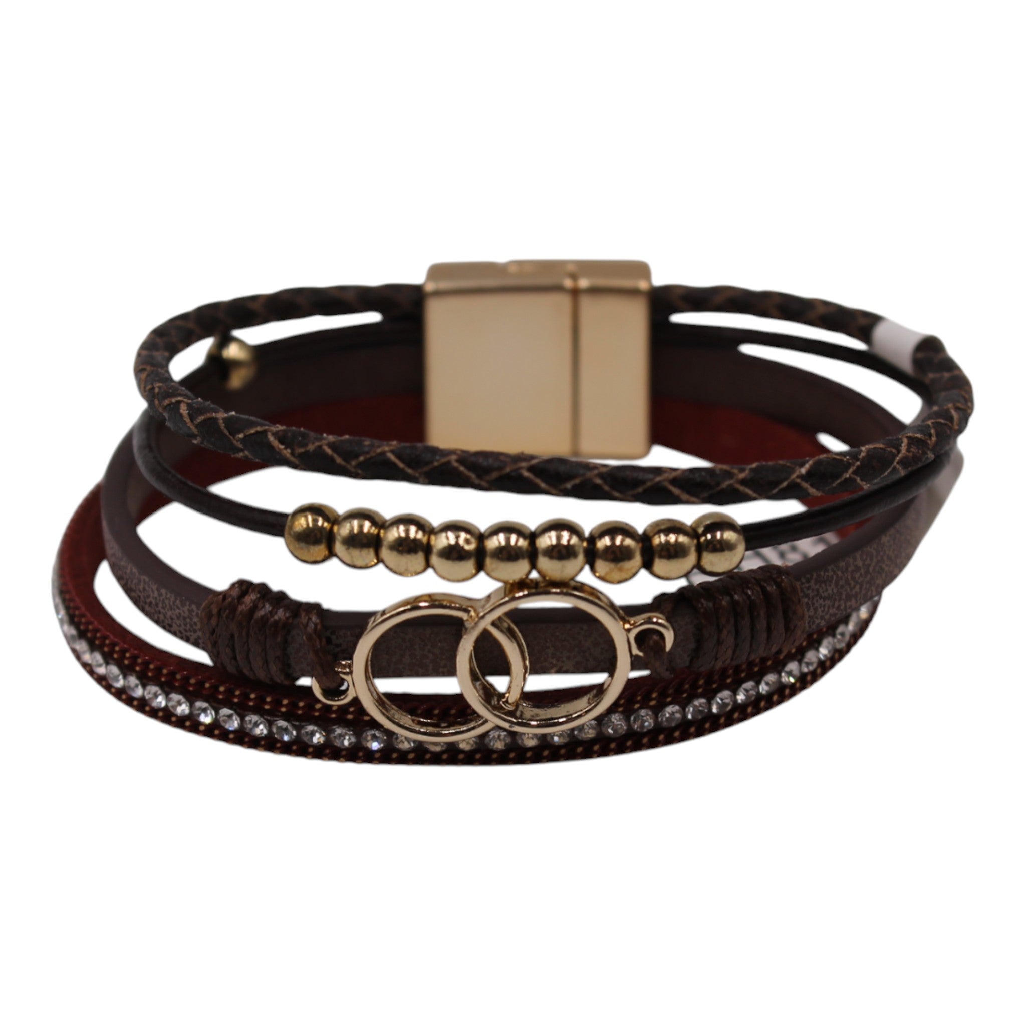 Multi-Layered Double Circle Magnetic Clasp Bracelet