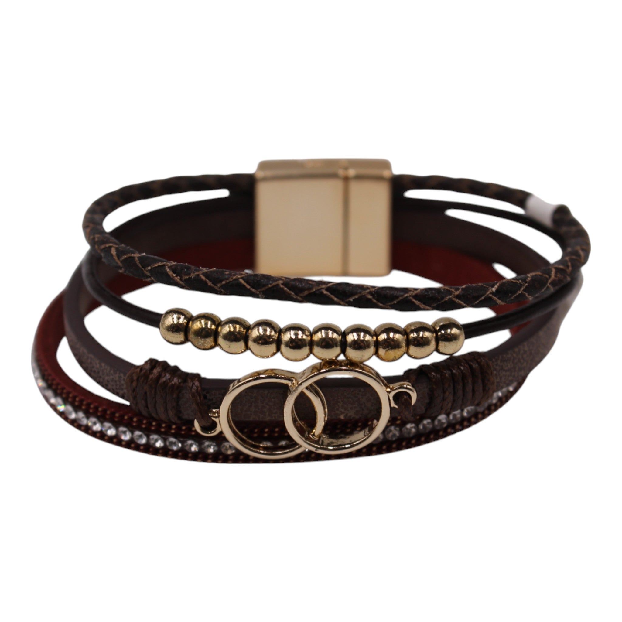 Multi-Layered Double Circle Magnetic Clasp Bracelet