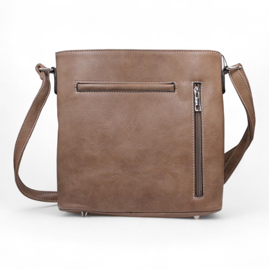 Montana Twist Aztec Embroidered Concealed Carry Handbag - Khaki