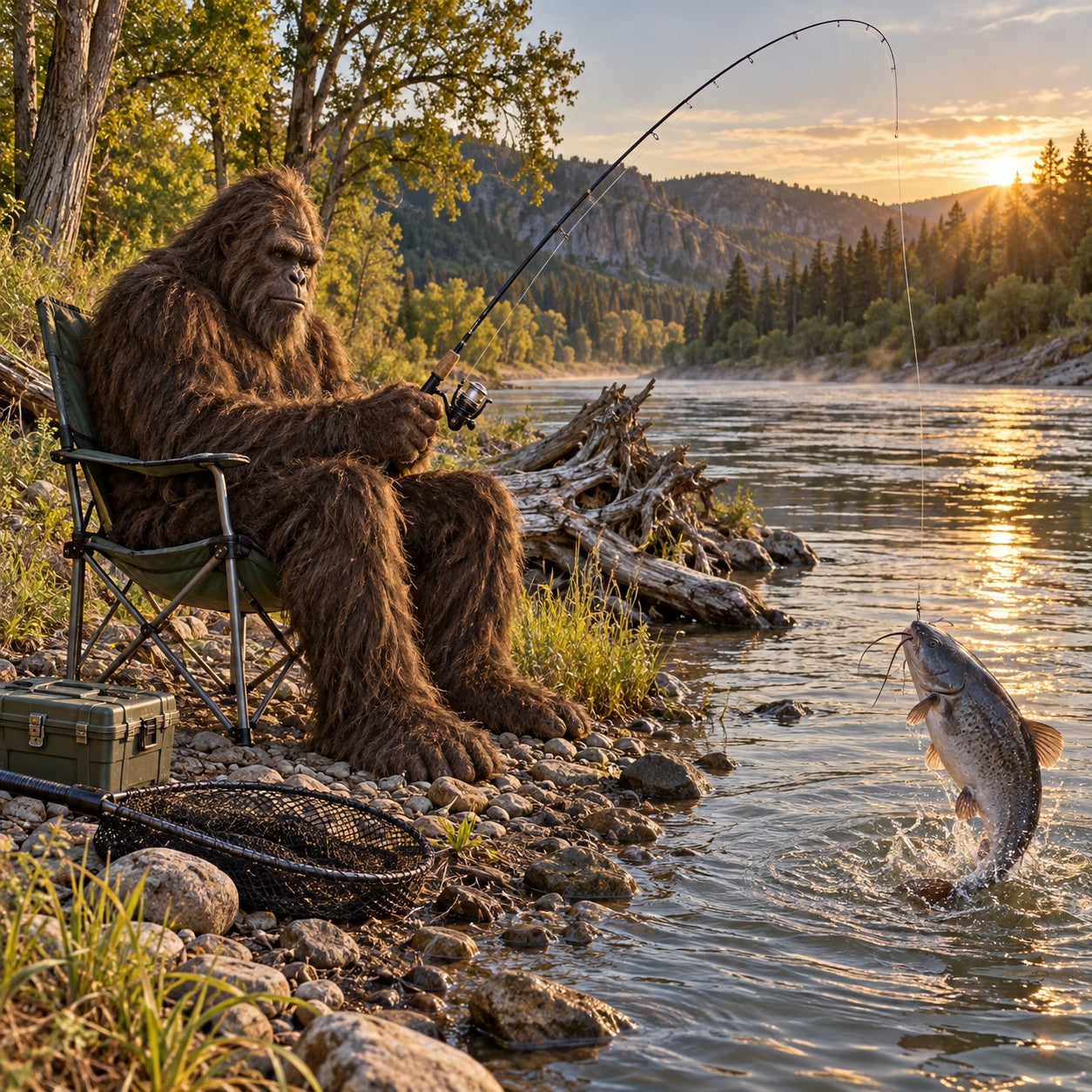 Bigfoot Fishing Solid Slate Coaster