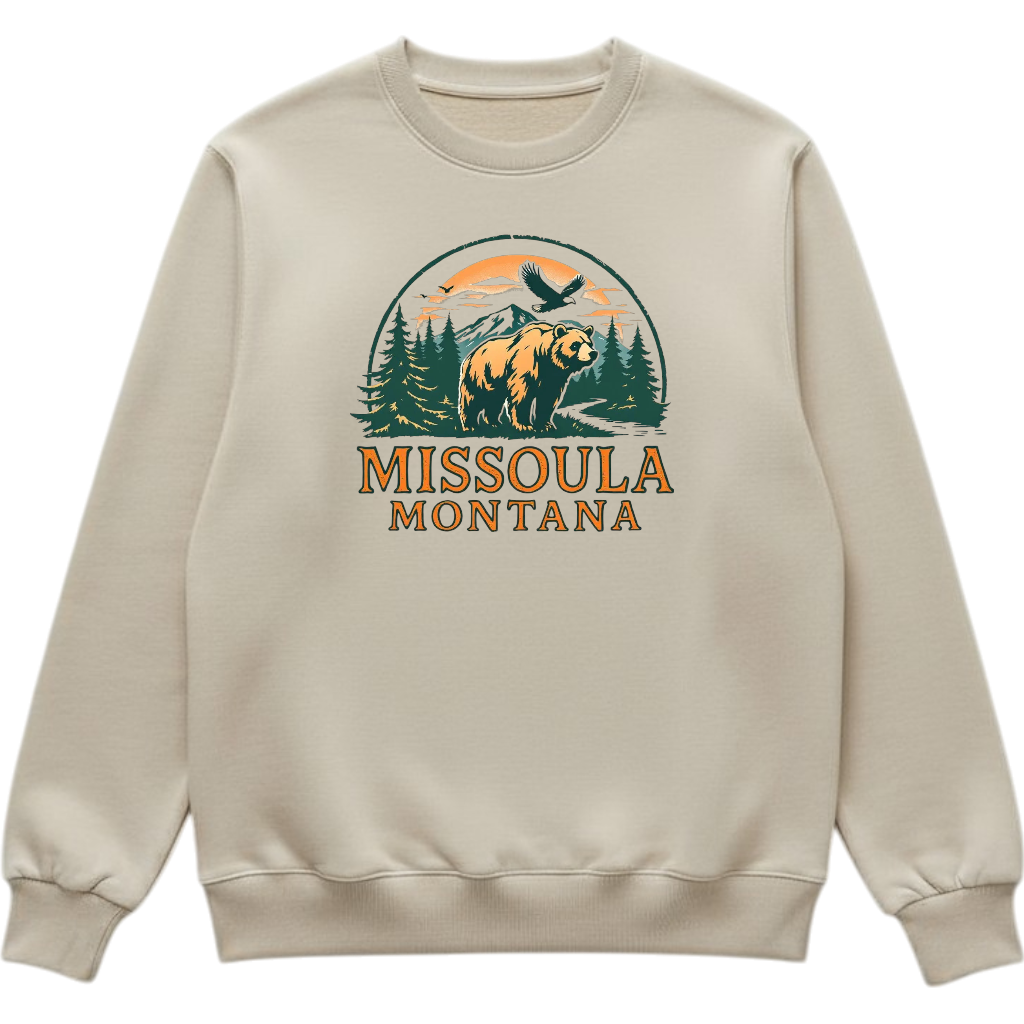 Missoula, Montana - Bear/Eagle - Tan Sweatshirt