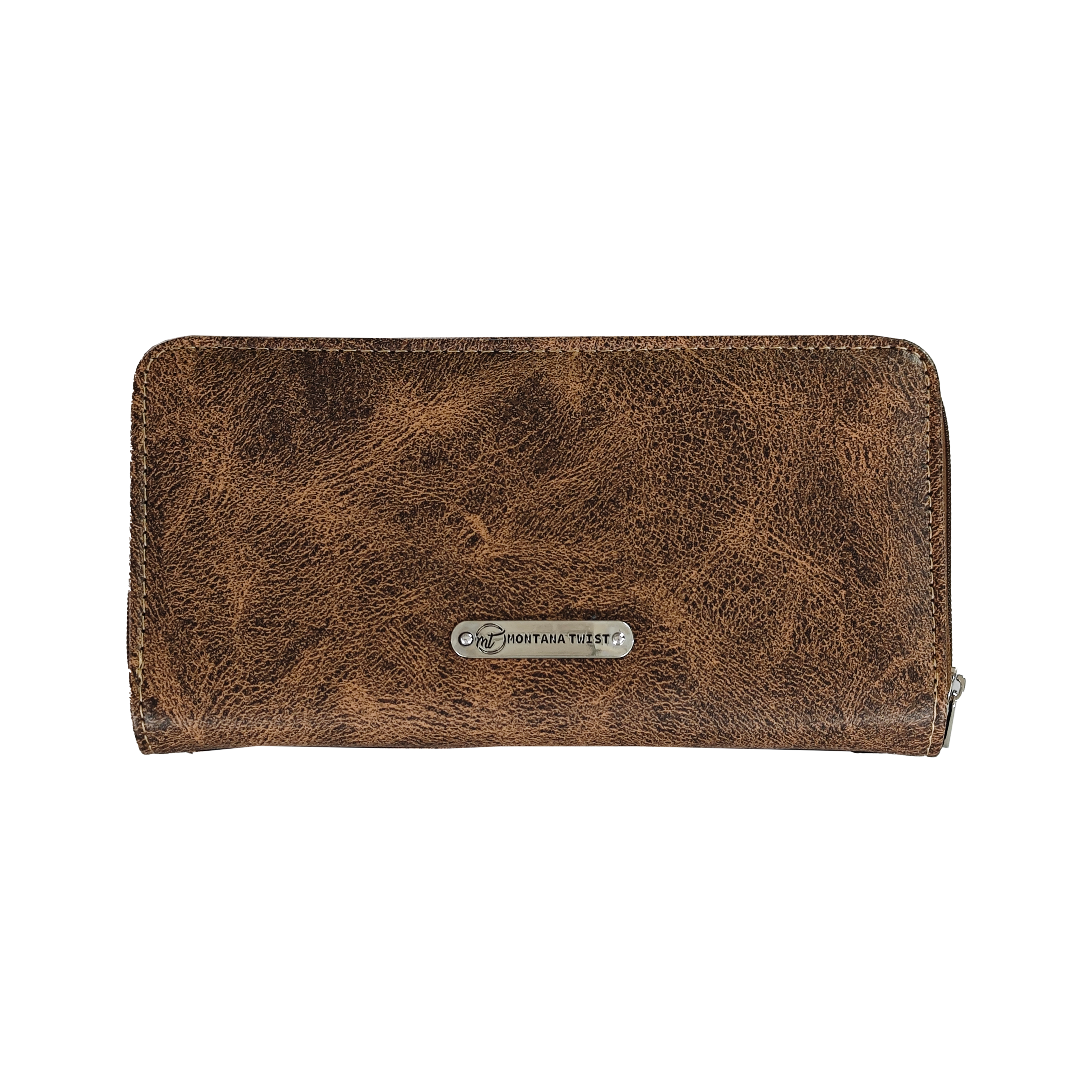 Montana Twist Western Vintage Brown PU Leather Slim Folding Wallet