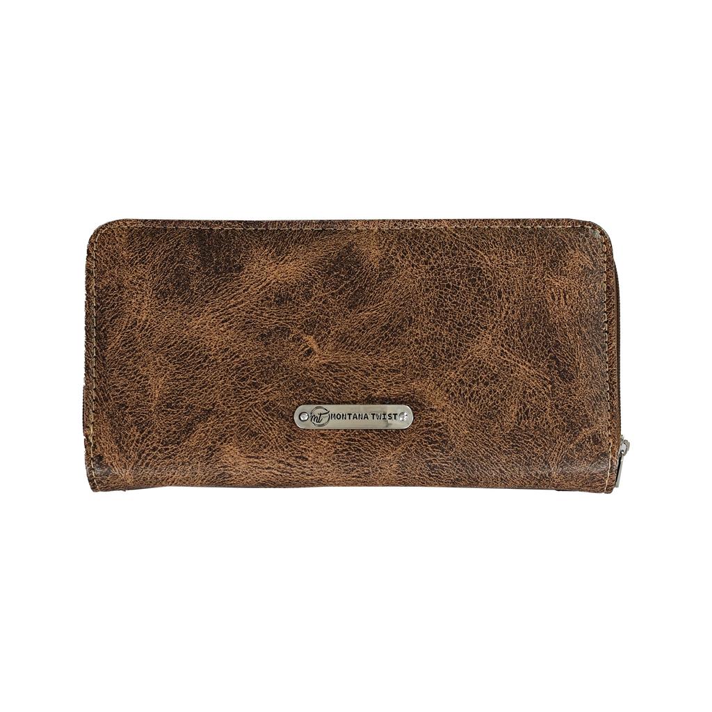 Montana Twist Western Vintage Brown PU Leather Slim Folding Wallet