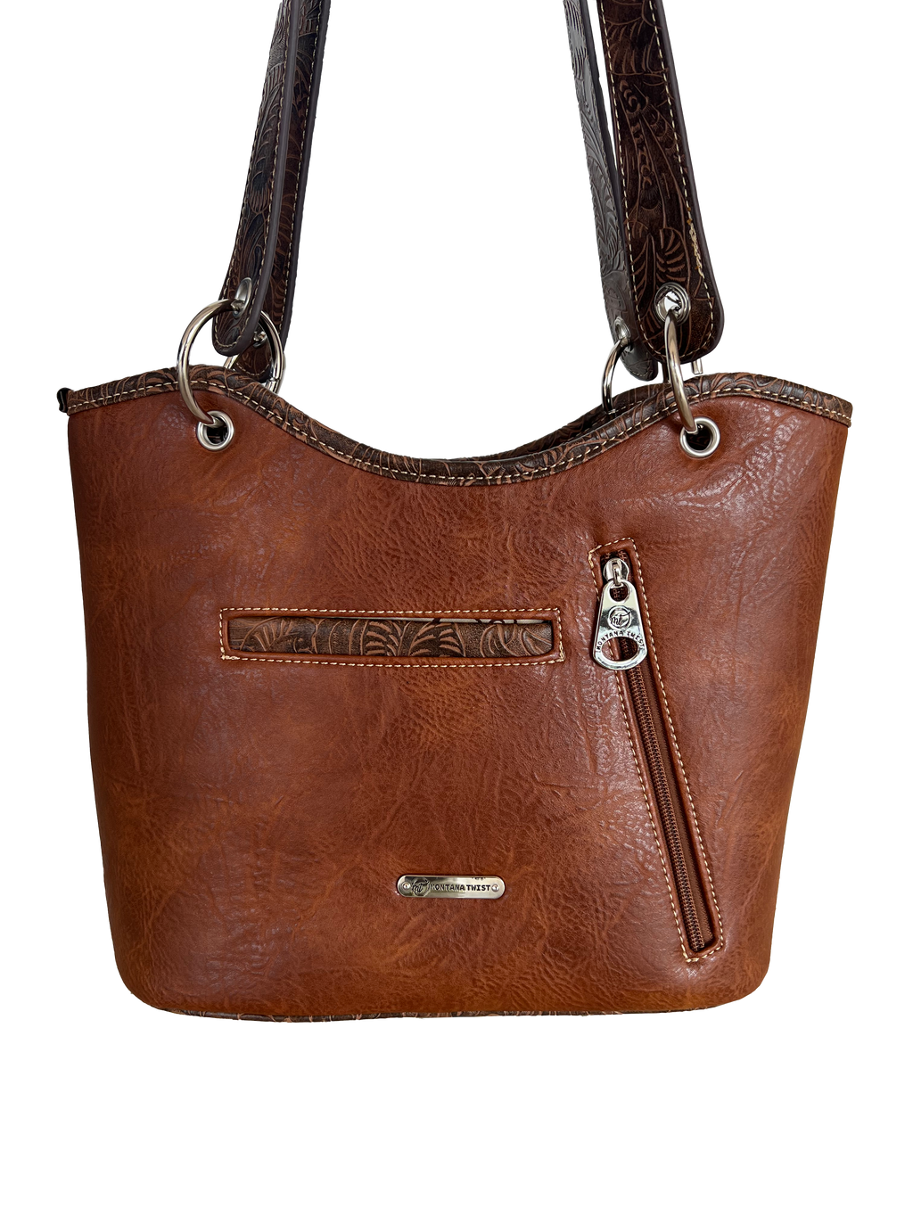 Montana Twist Concealed Carry Brown PU Leather Handbag