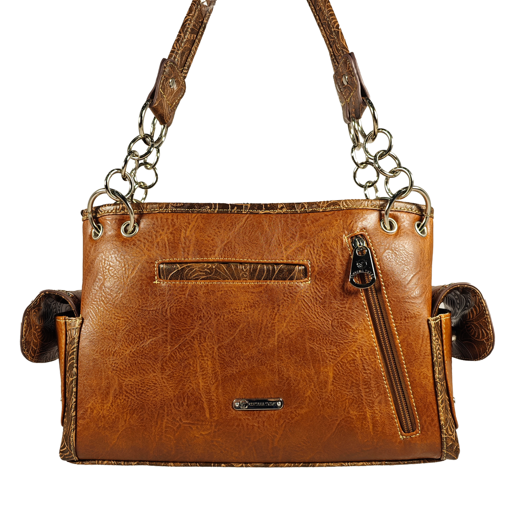 Montana Twist Concealed Carry Brown Laser-engraved Tooled Handbag