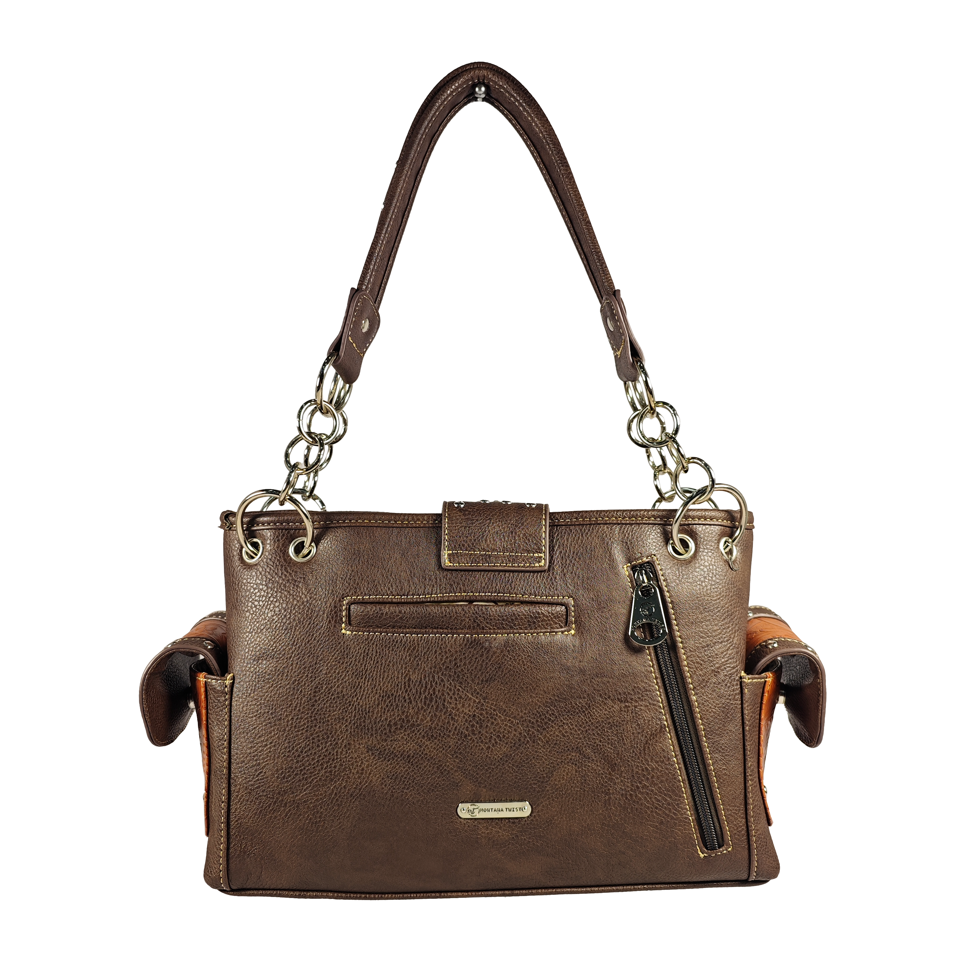 Montana Twist Concealed Carry Coffee Laser-engraved Tooled Handbag