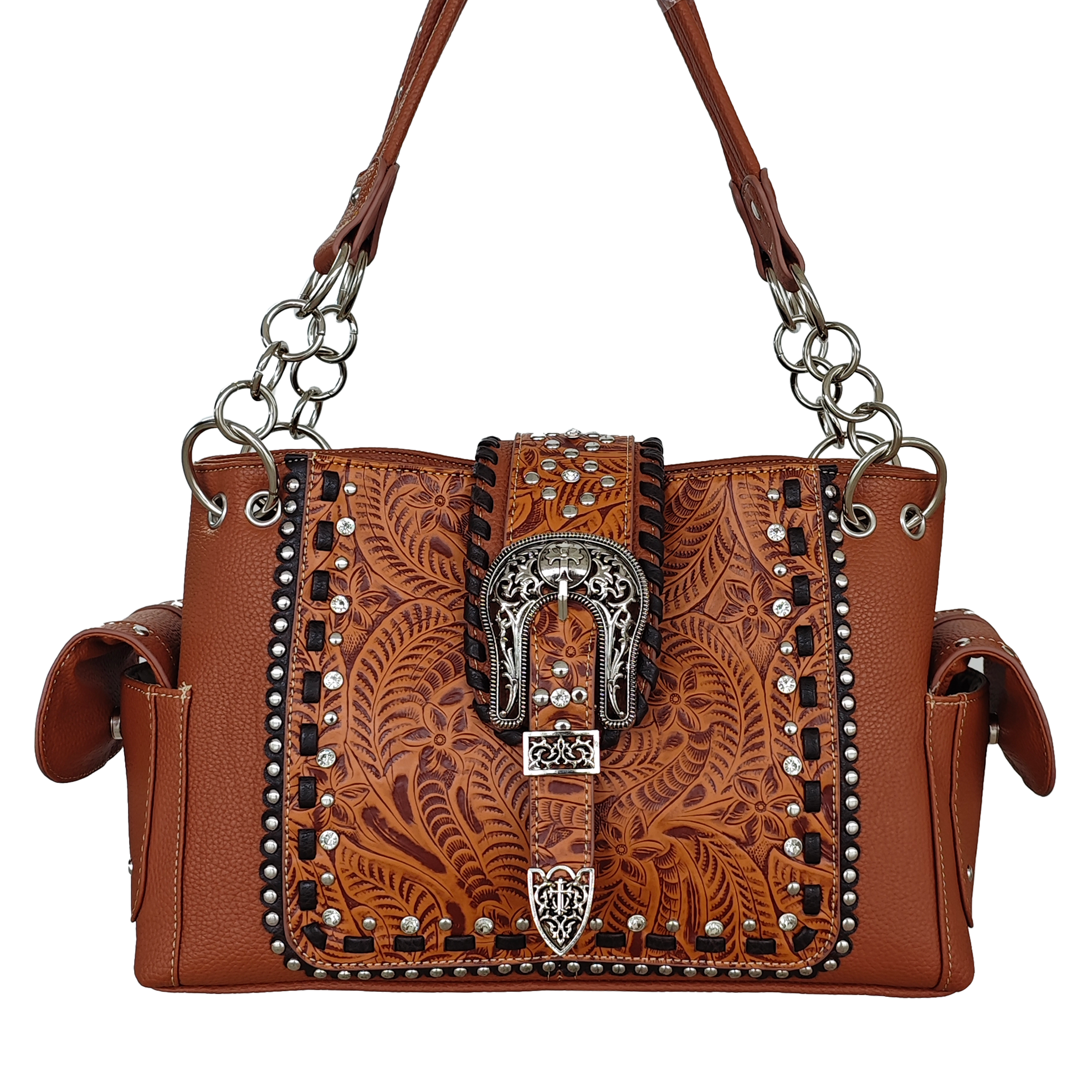 Montana Twist Concealed Carry Brown Tooled Handbag