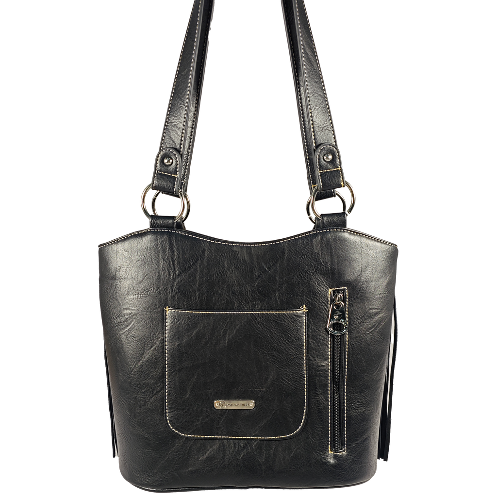 Montana Twist Concealed Carry Black PU Leather Fringe Handbag