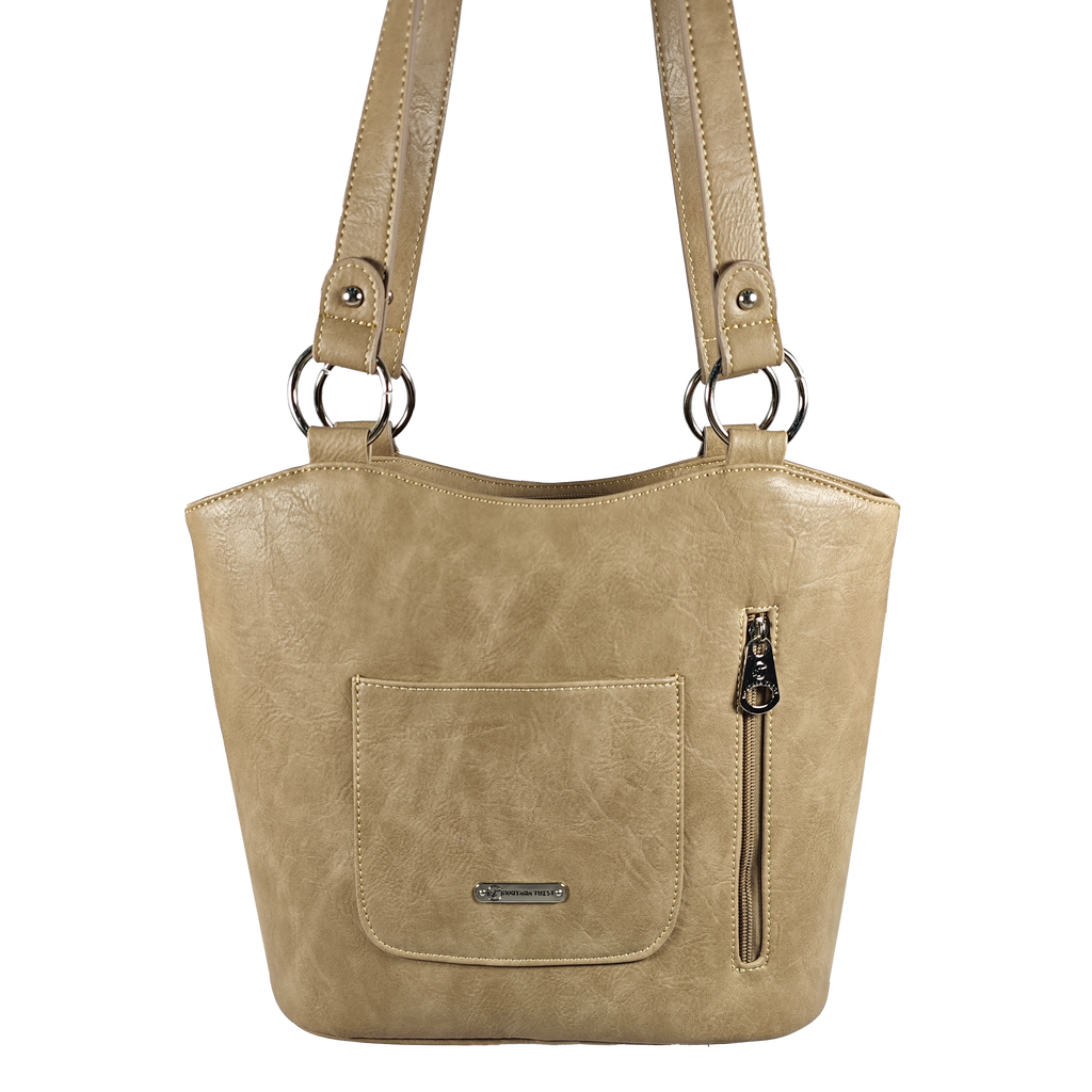 Montana Twist Concealed Carry Beige PU Leather Fringe Handbag