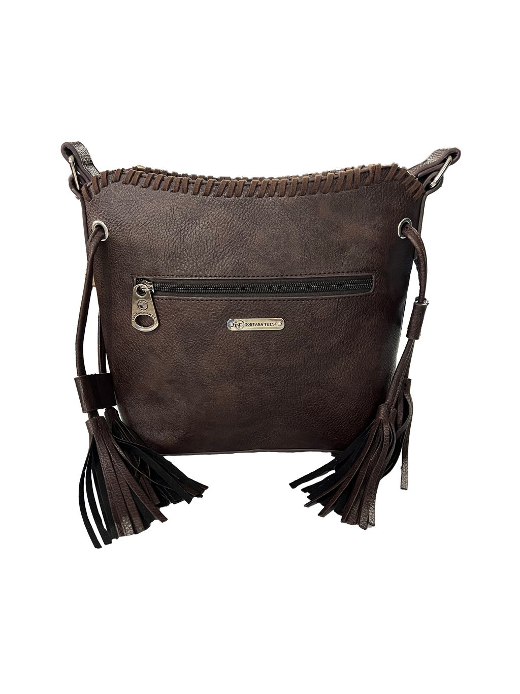 Montana Twist Coffee Solar Flower Tooled PU Leather Crossody Handbag
