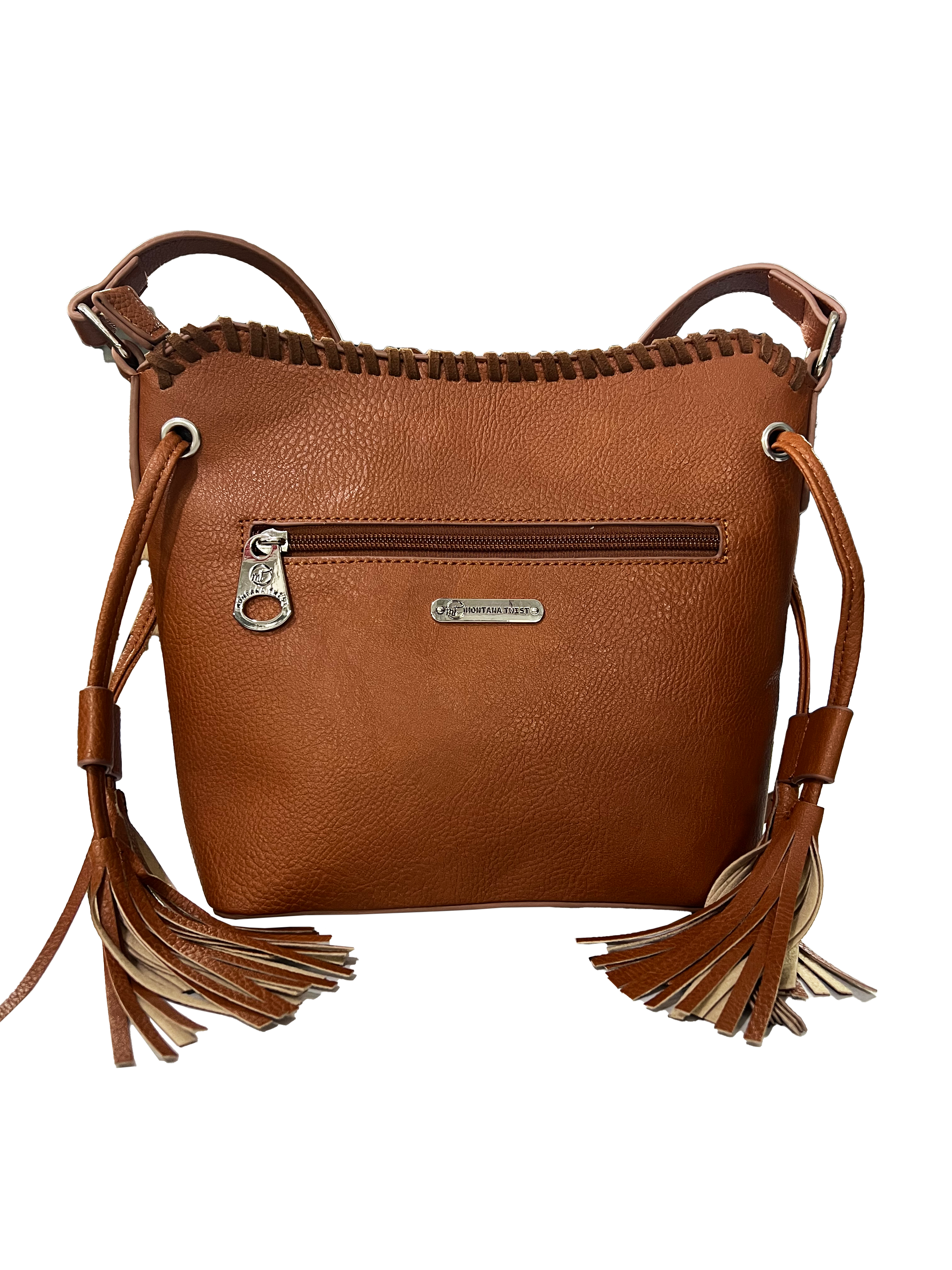 Montana Twist Brown Solar Flower Tooled PU Leather Crossody Handbag