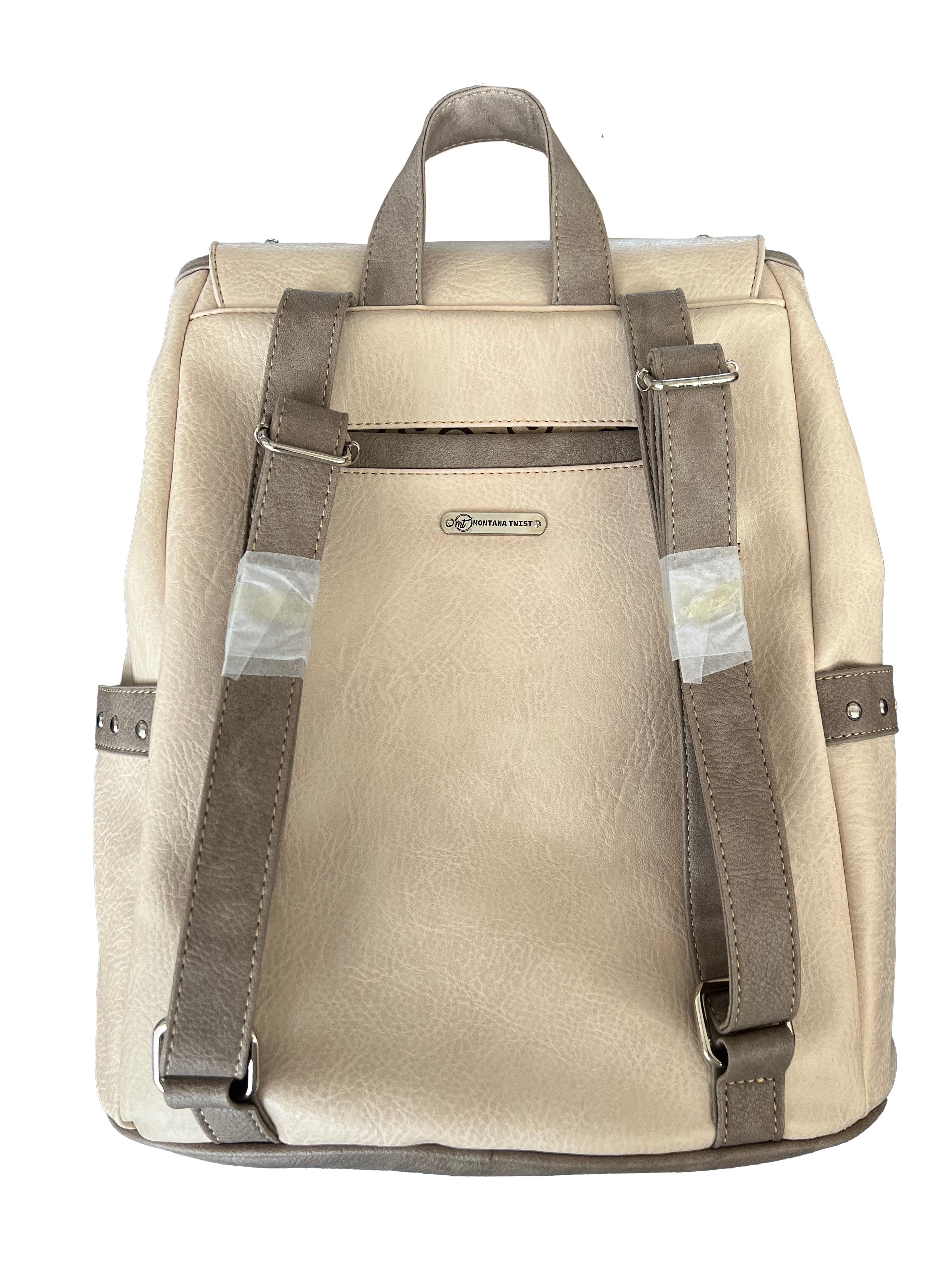 Montana Twist Concealed Carry Vintage Beige PU Leather Embroidered Horse Backpack