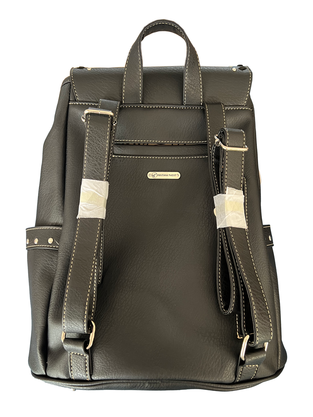 Montana Twist Concealed Carry Vintage Black PU Leather Embroidered Horse Backpack