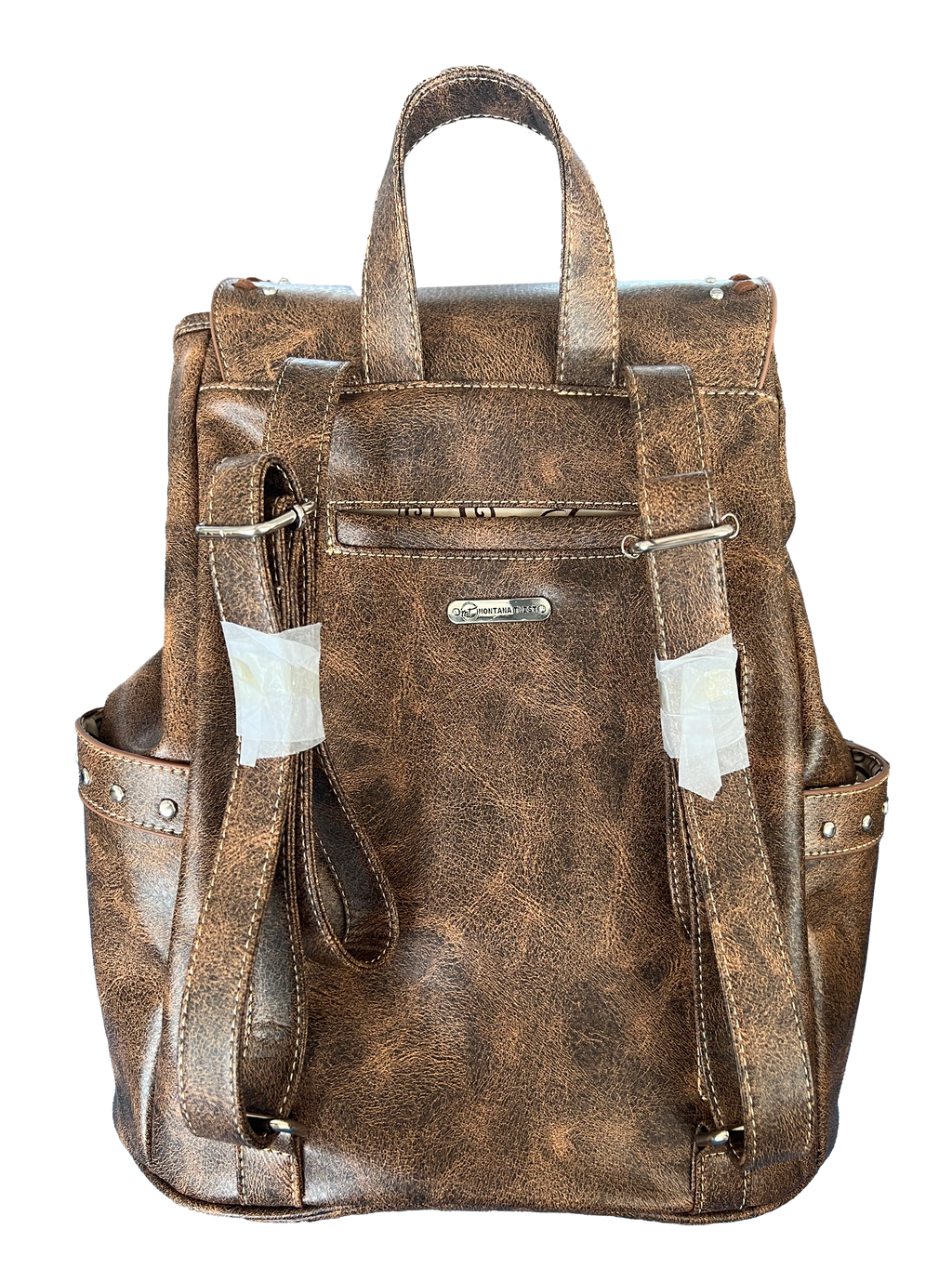 Montana Twist Concealed Carry Vintage Brown PU Leather Embroidered Horse Backpack