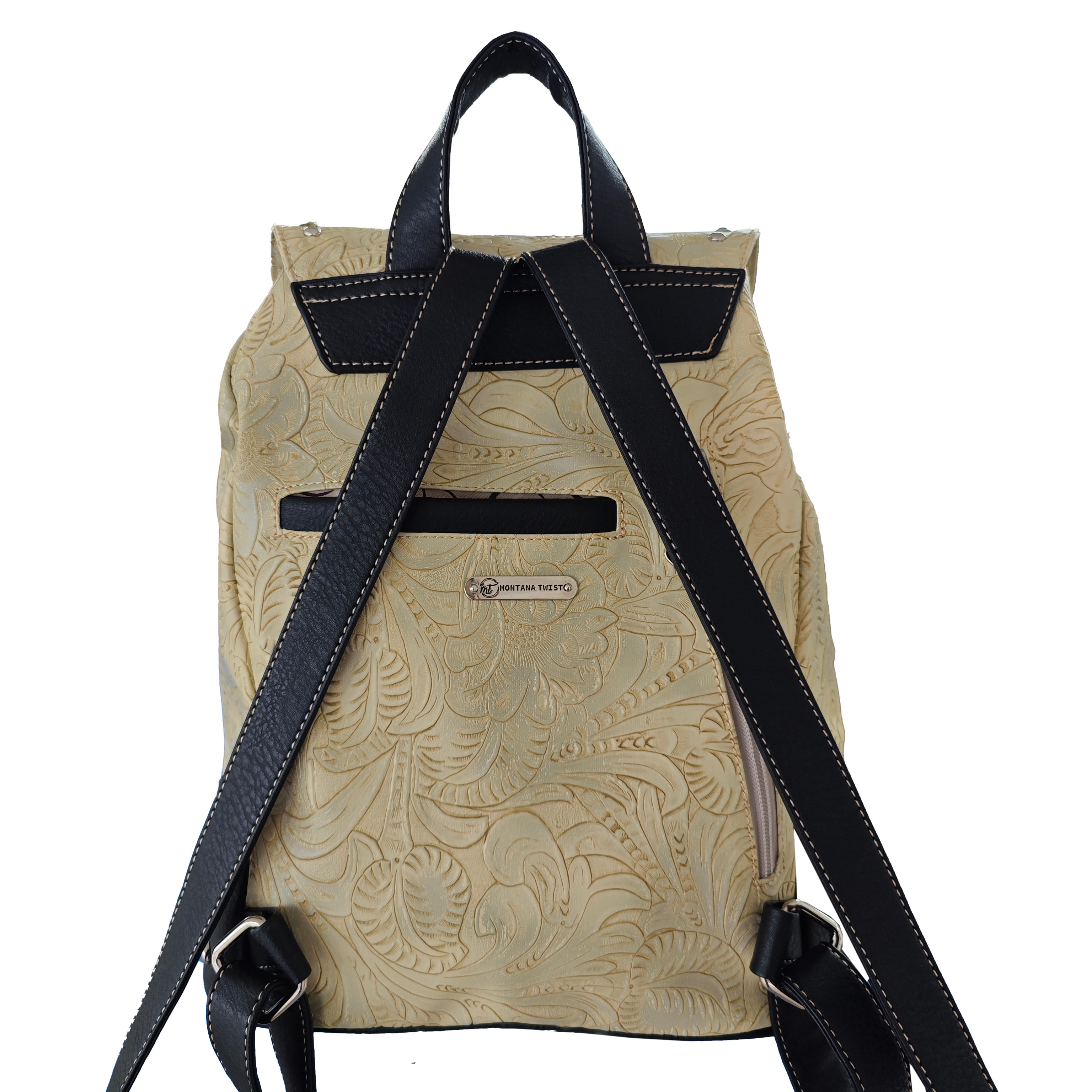 Montana Twist Concealed Carry Vintage Beige PU Leather Laser-engraved Backpack