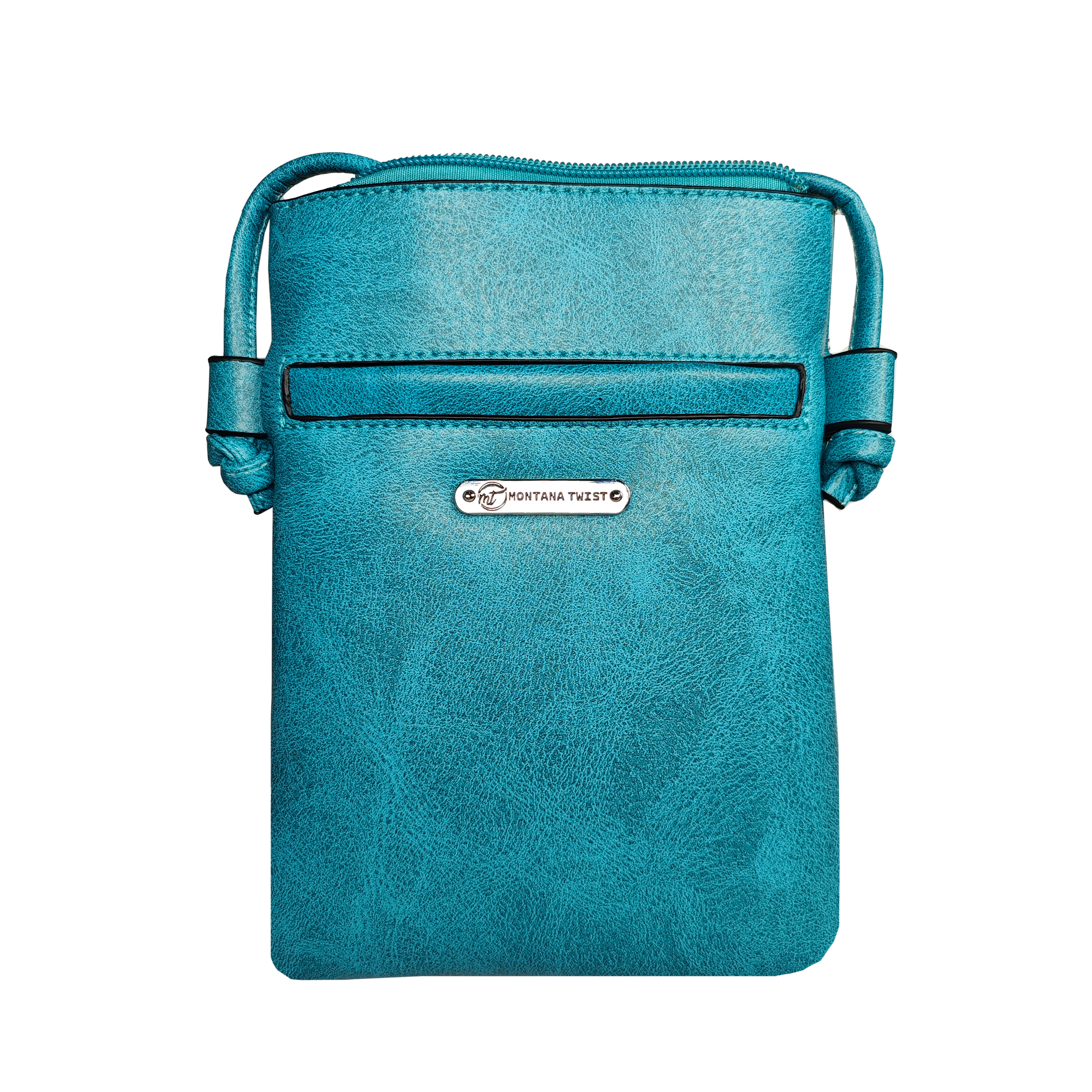 Montana Twist PU Leather Turquoise Laser-Engraved Bear Paw Crossbody Phone Bag