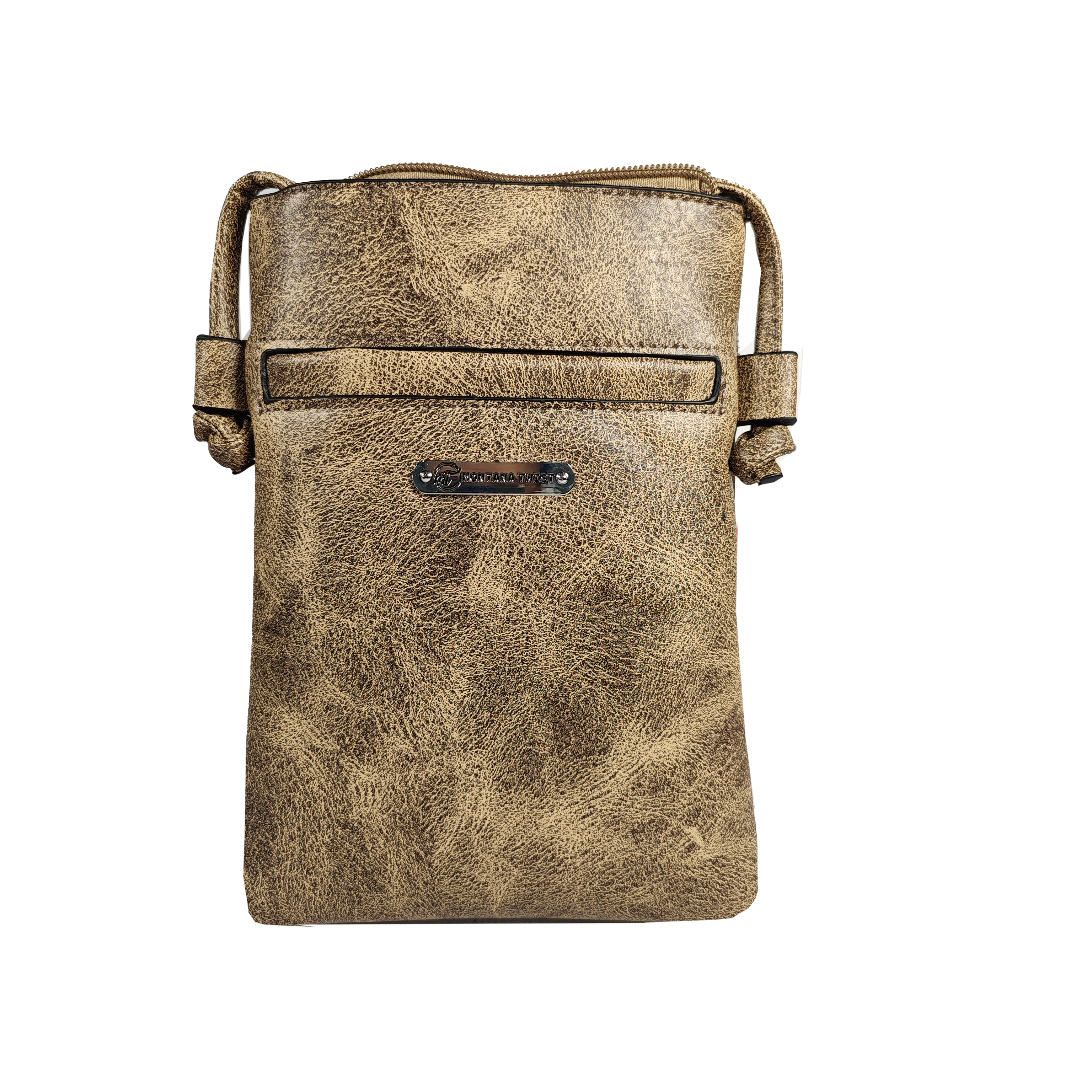 Montana Twist PU Leather Coffee Laser-Engraved Bear Paw Crossbody Phone Bag