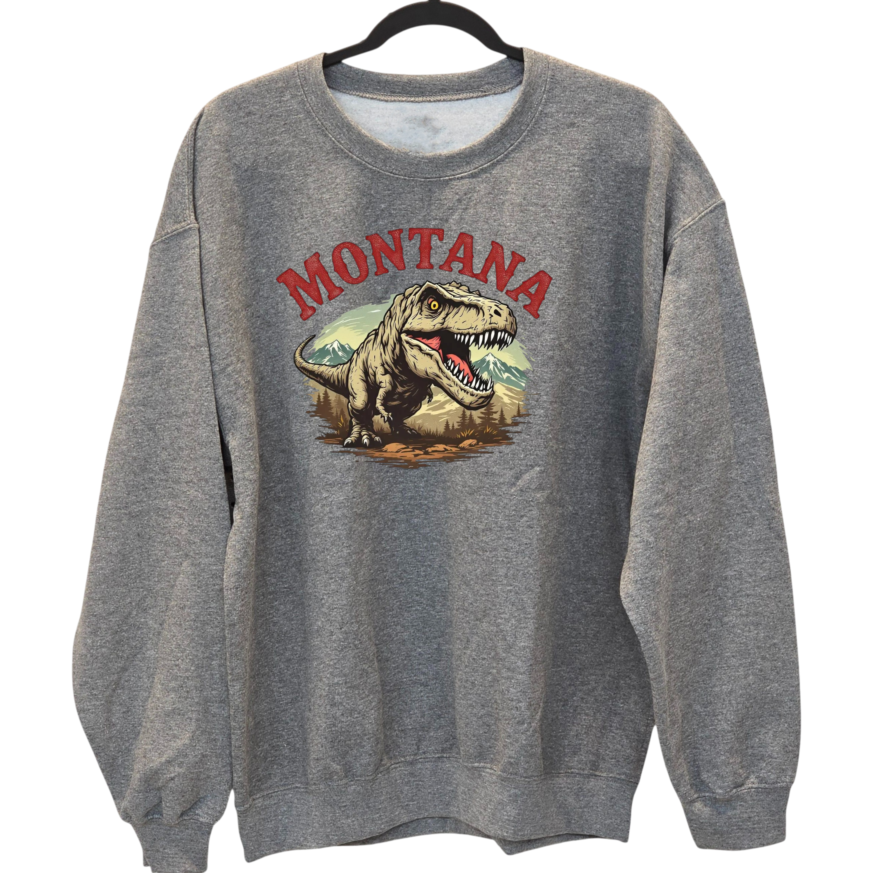 Montana T-Rex Gray crewneck Sweatshirt