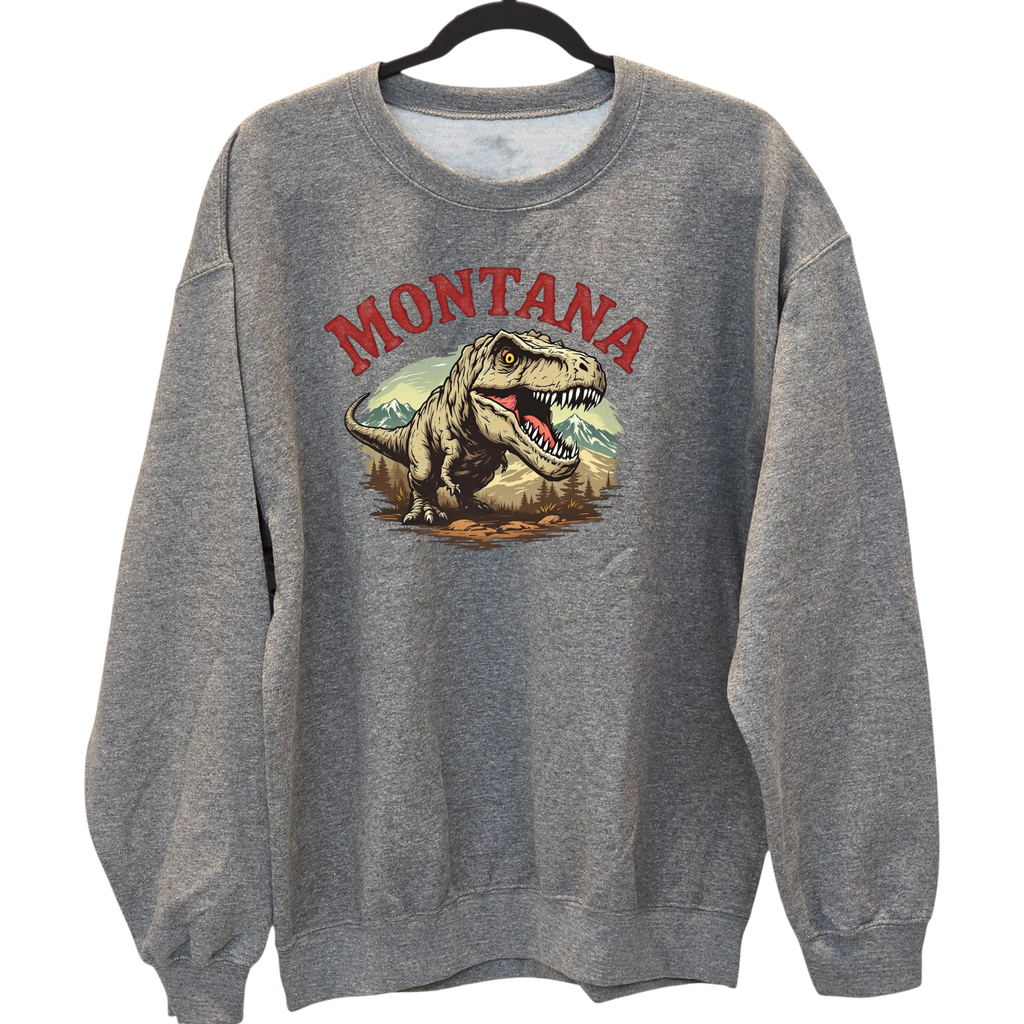 Montana T-Rex Gray crewneck Sweatshirt