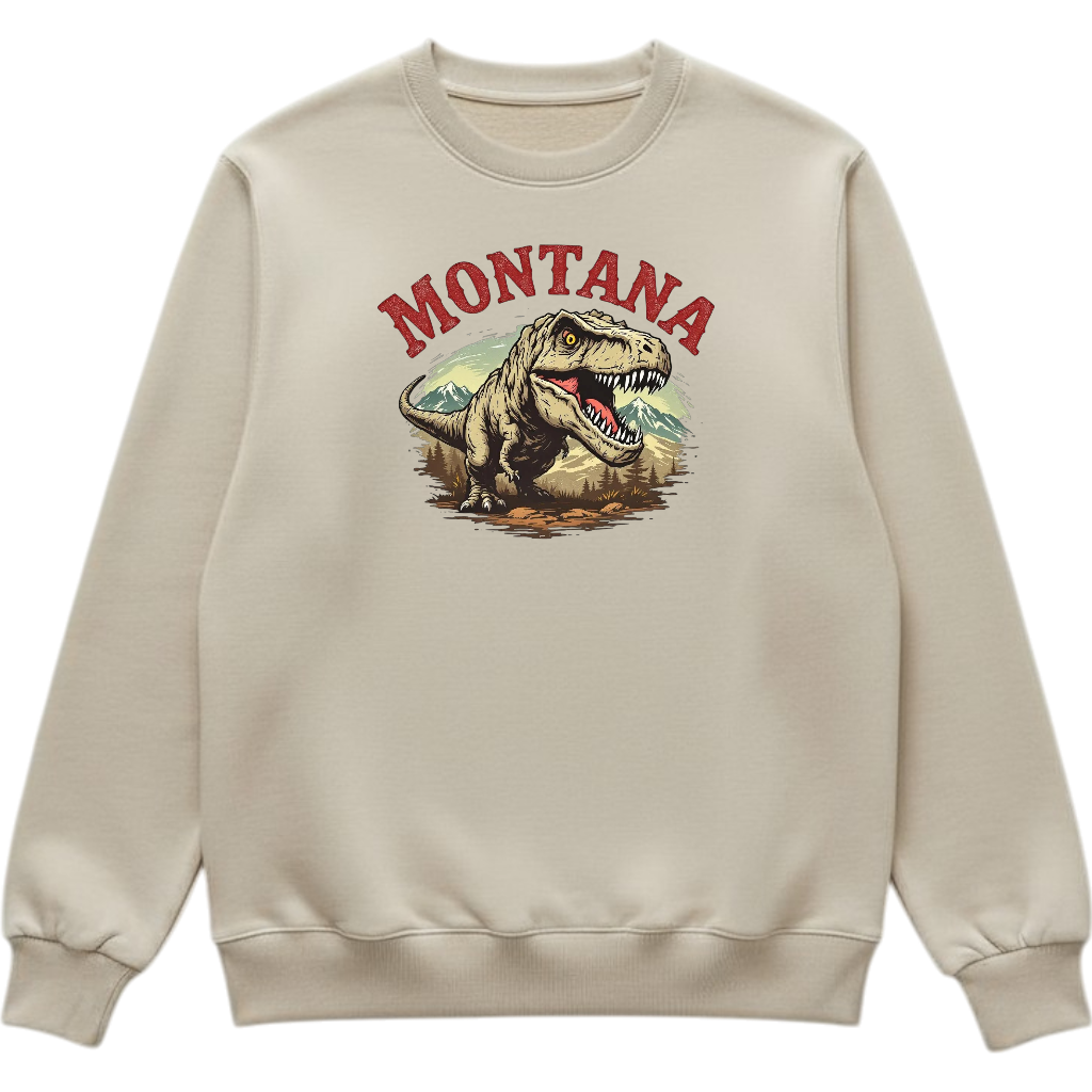 Montana T-Rex Tan crewneck Sweatshirt