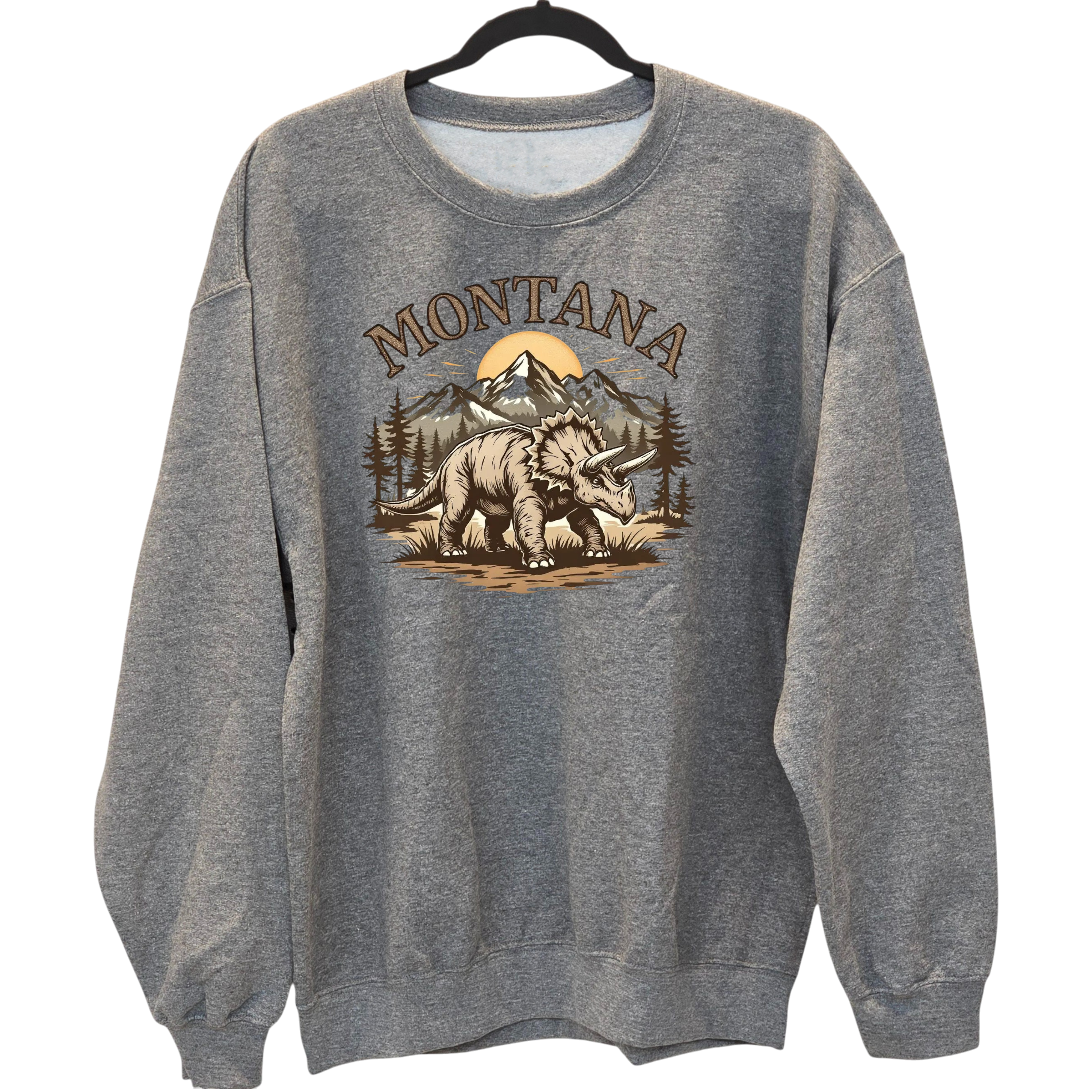 Montana Triceratops - Gray crewneck Sweatshirt