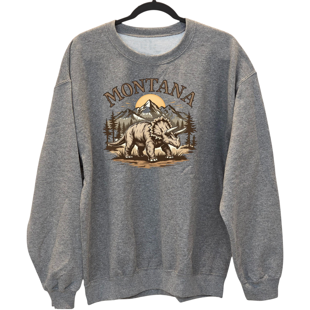 Montana Triceratops - Gray crewneck Sweatshirt