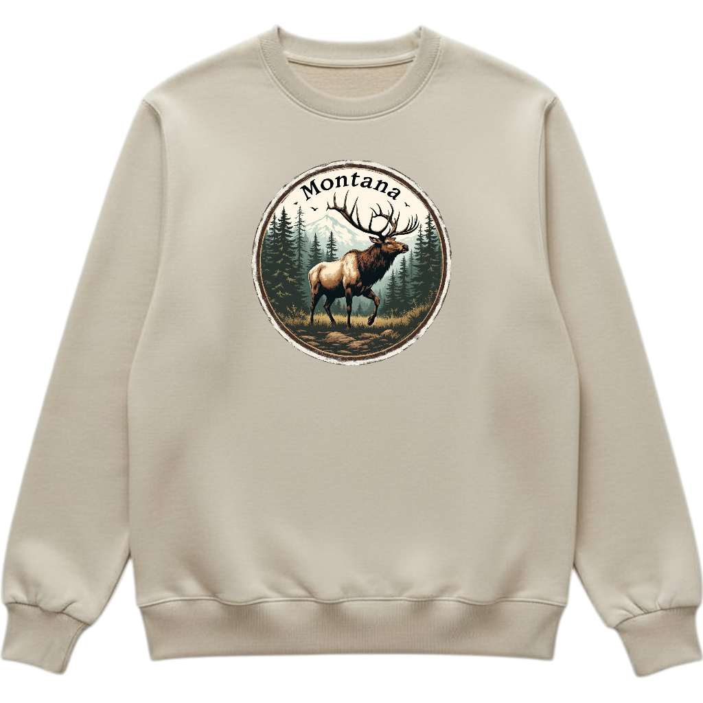 Montana Elk - Crewneck Sweatshirt