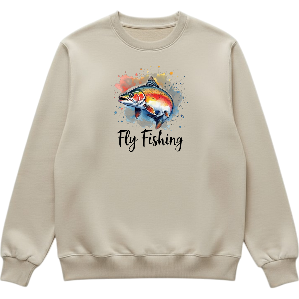Fly Fishing - Tan crewneck Sweatshirt