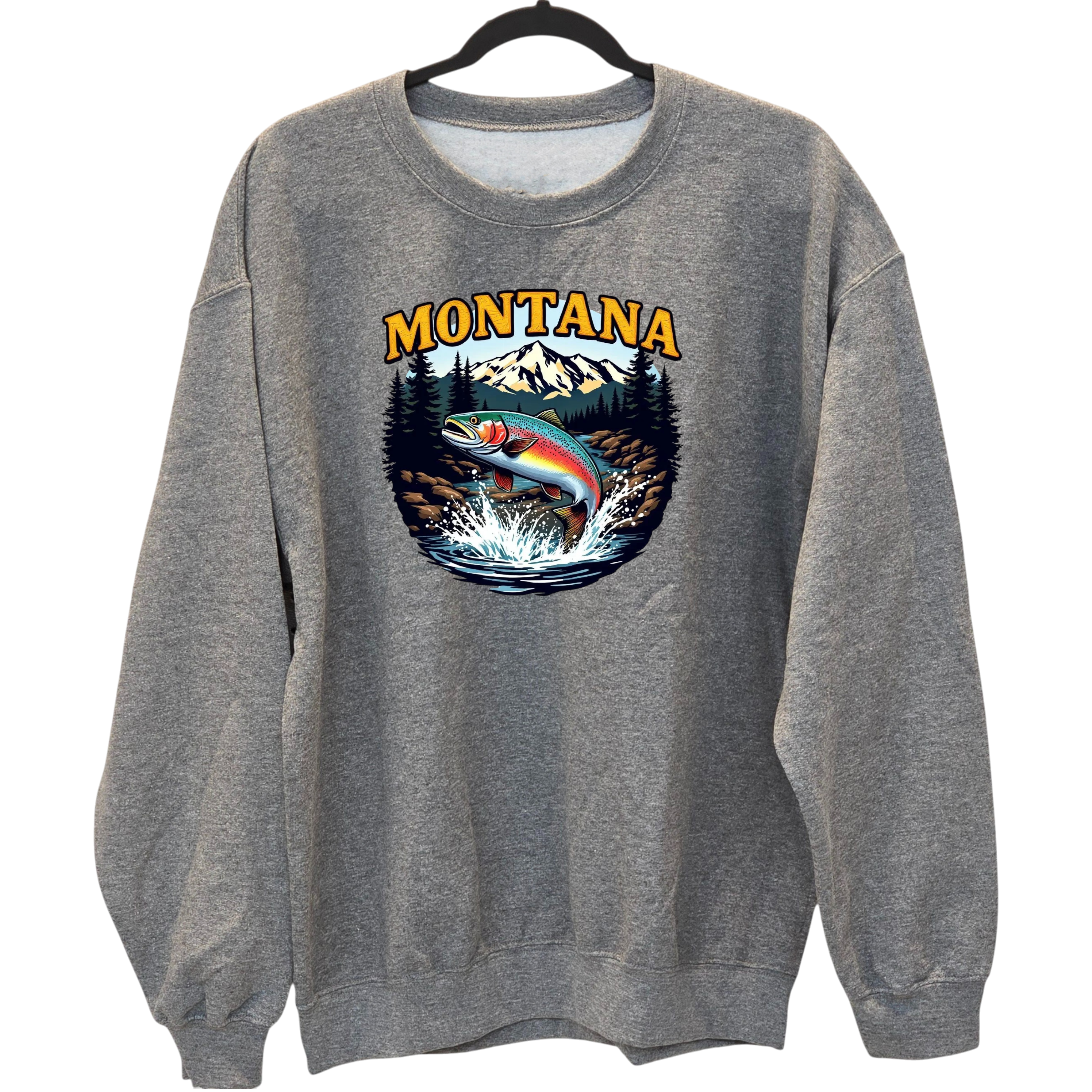 Montana Rainbow Trout - Gray crewneck Sweatshirt
