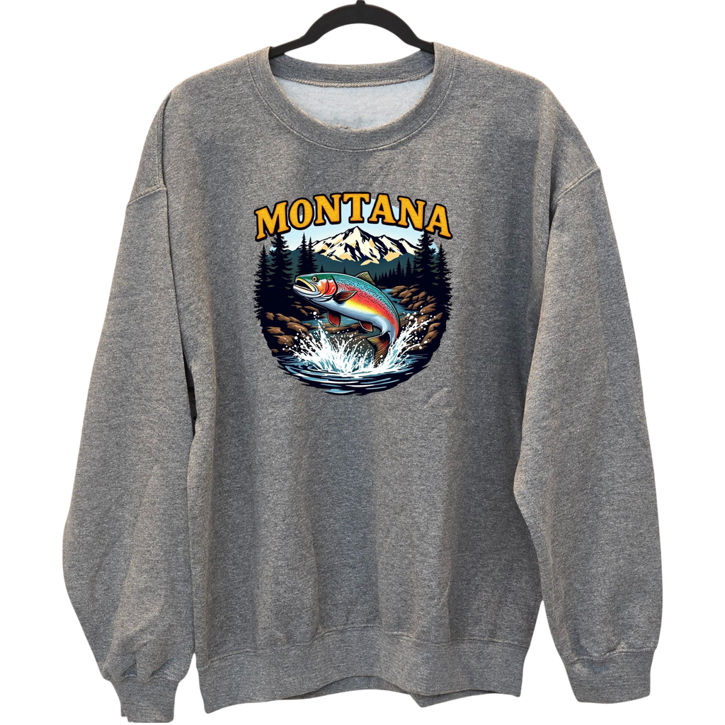 Montana Rainbow Trout - Gray crewneck Sweatshirt
