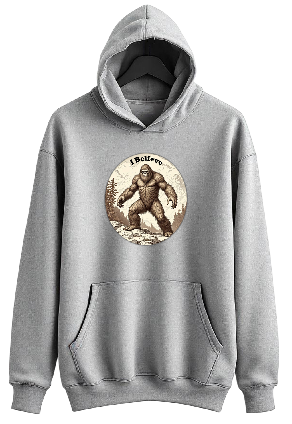 I Believe (Bigfoot) Gray Hoodie Sweatshirt